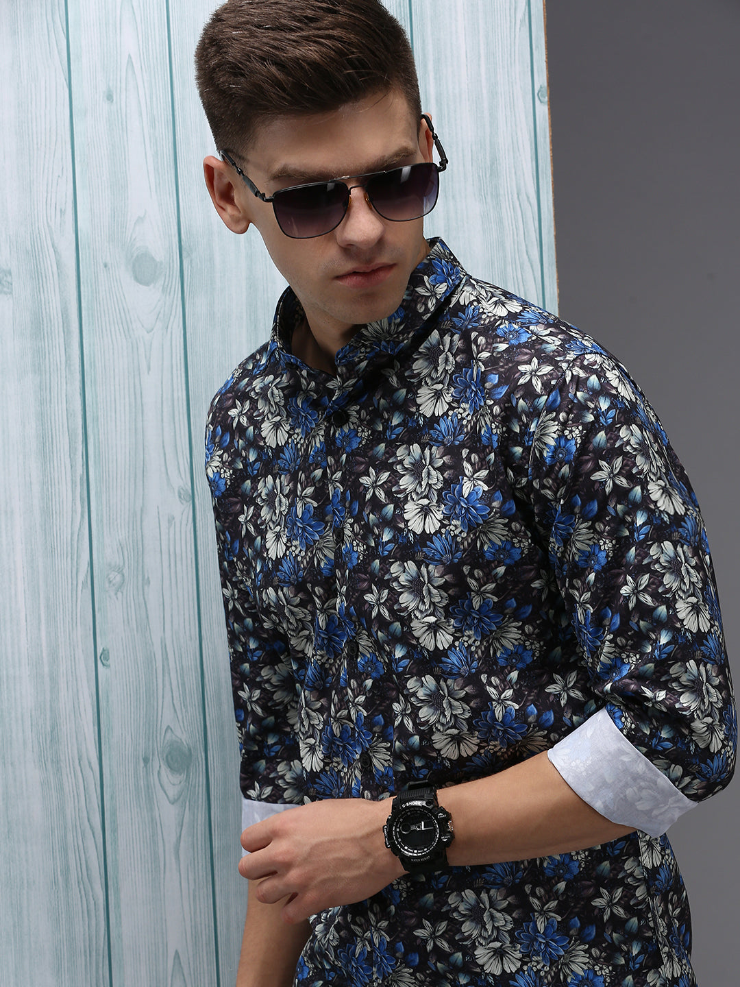 Men Black Printed Casual Shirt