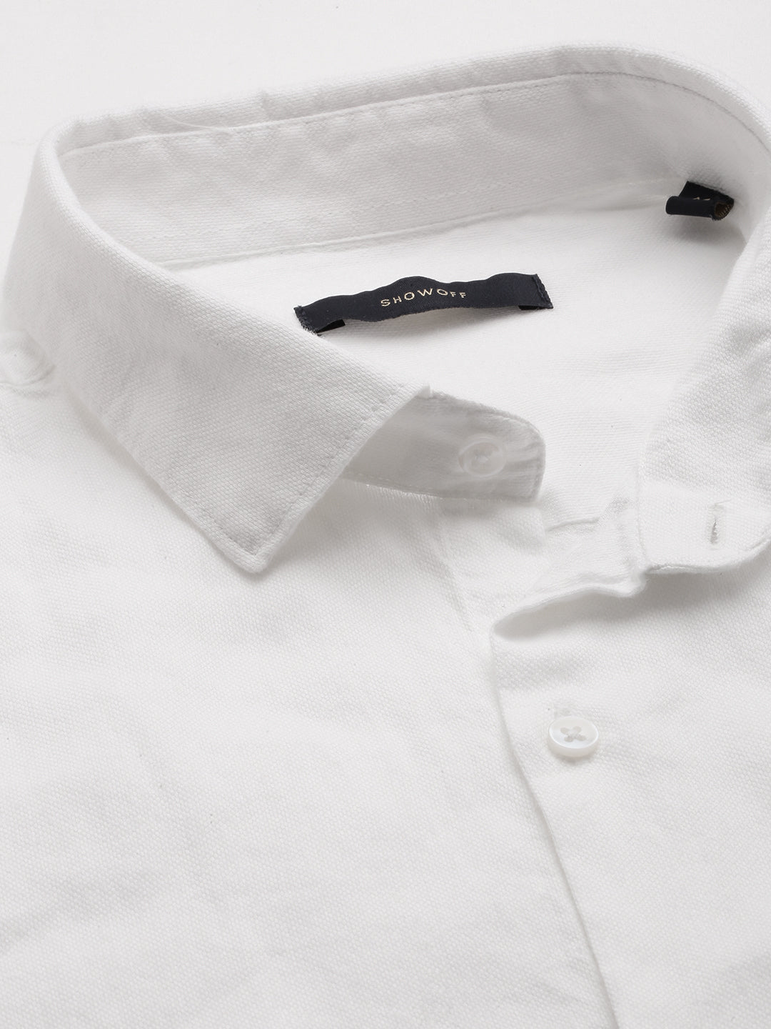 Men White Solid Casual Shirt