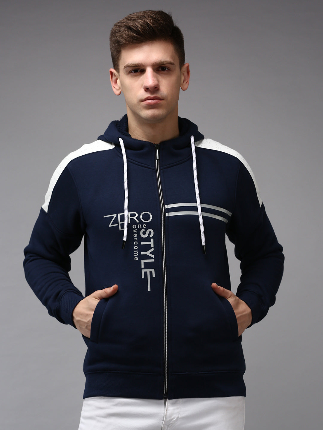 Men Blue Solid Sweatshirt