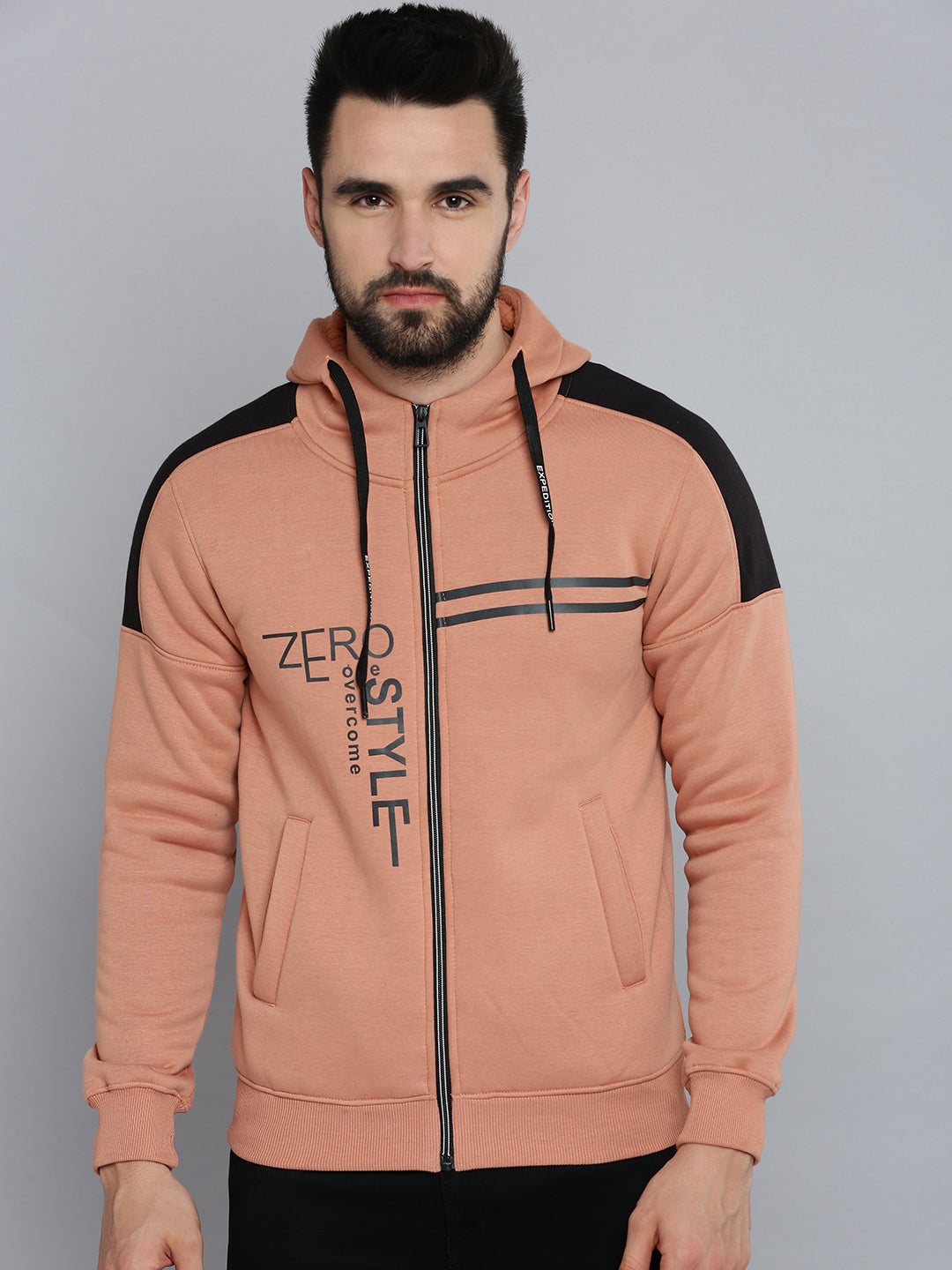 Men Orange Solid Sweatshirt