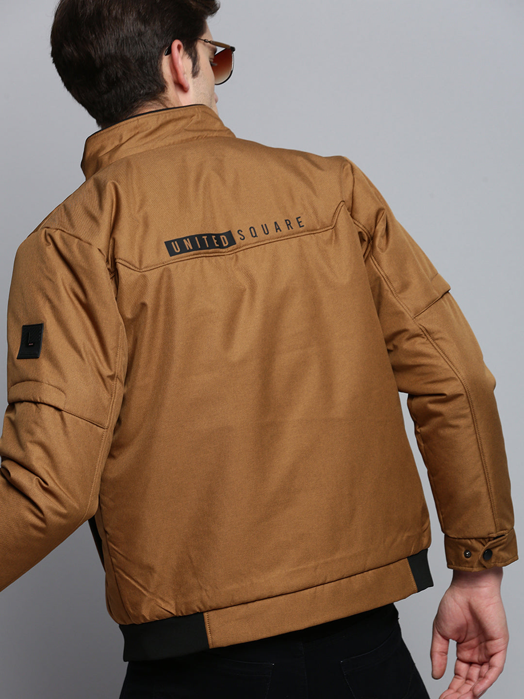 Men Brown Solid Casual Jacket