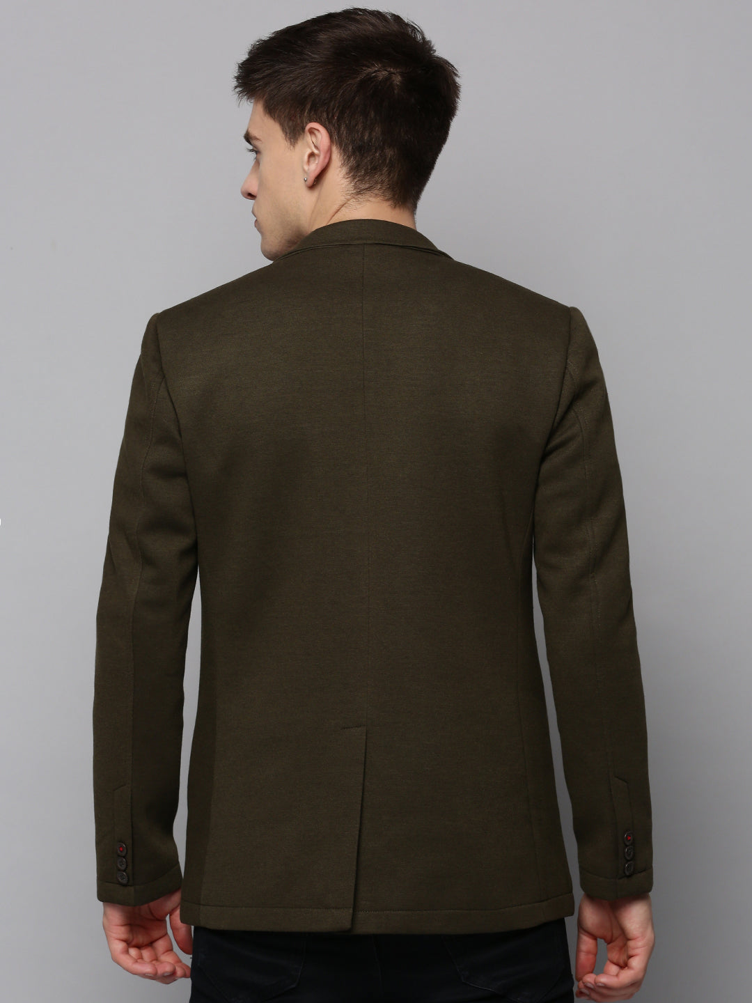 Men Green Solid Blazer