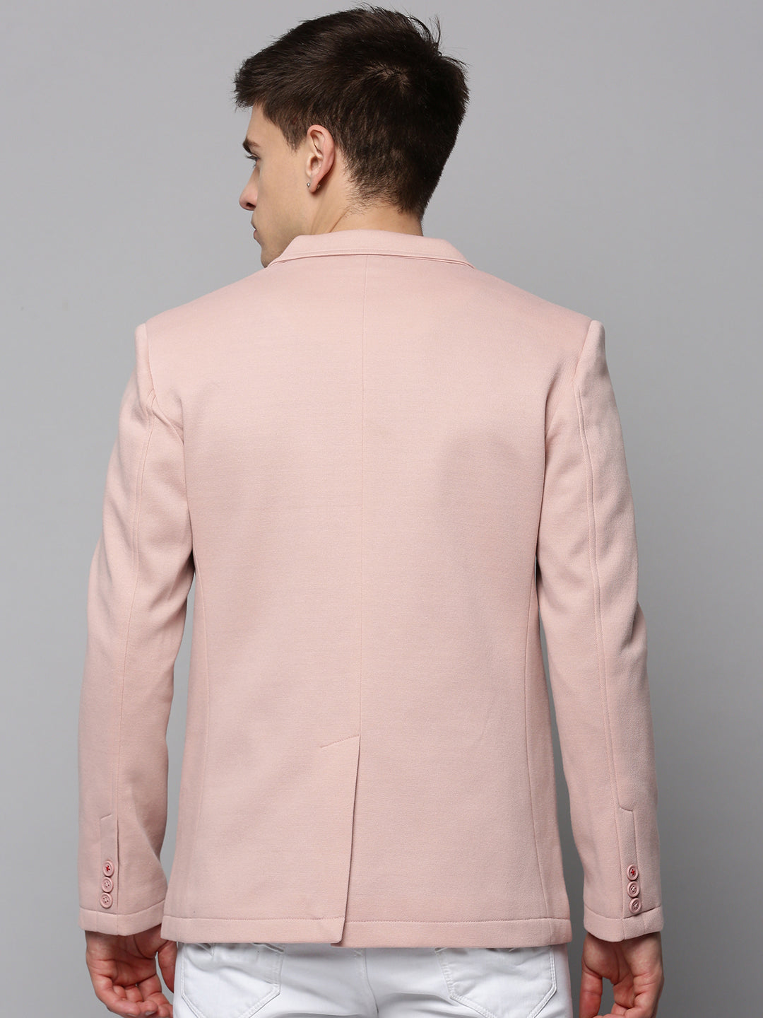 Men Pink Solid Blazer