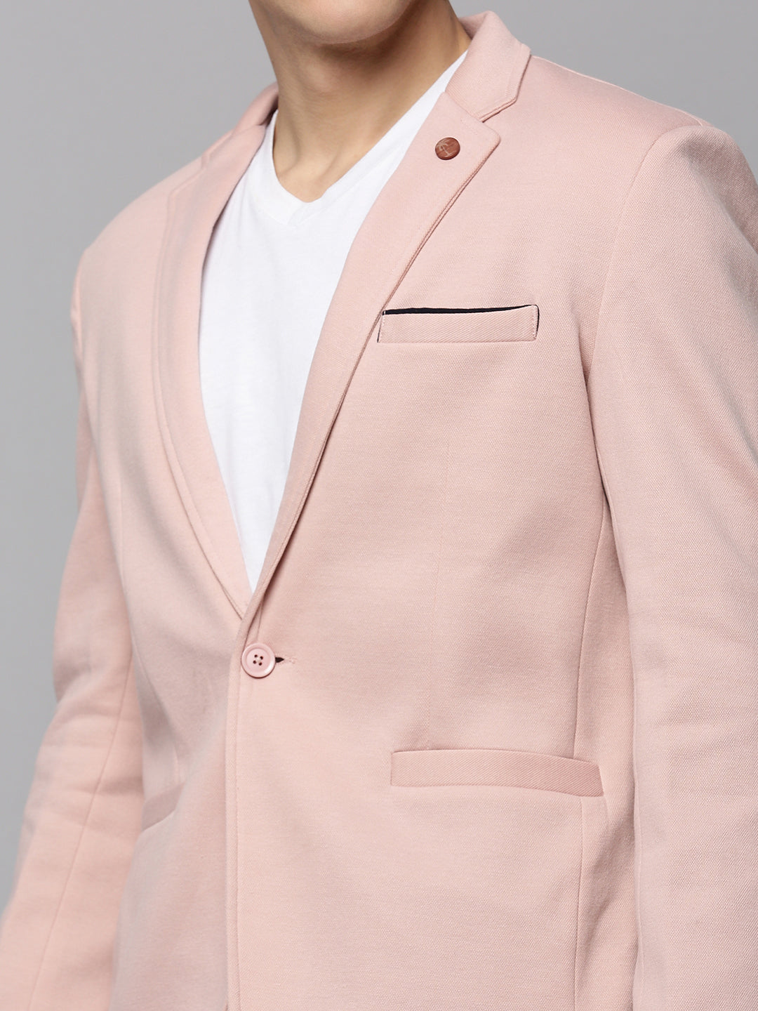 Men Pink Solid Blazer