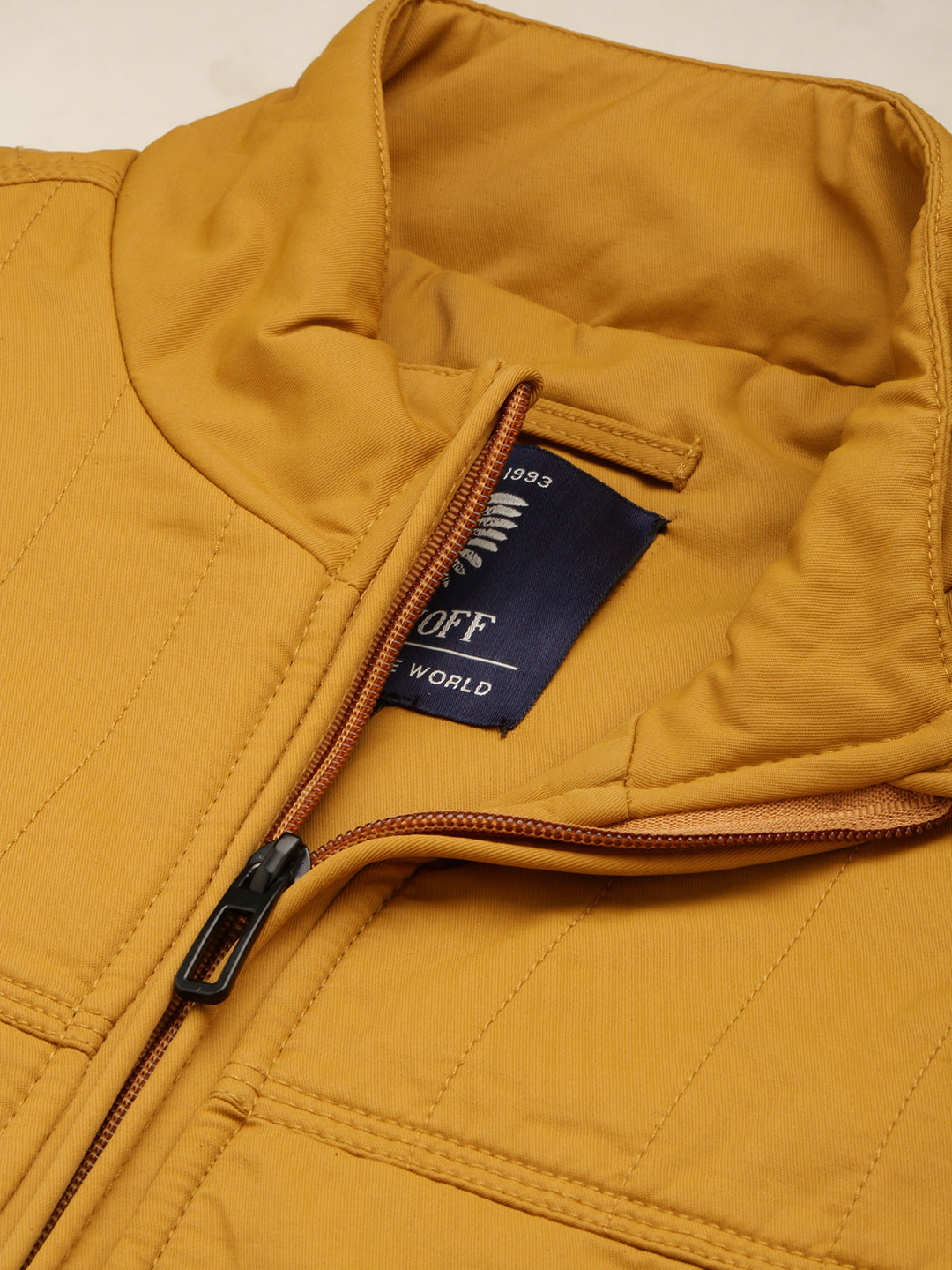Men Yellow Solid Casual Jacket