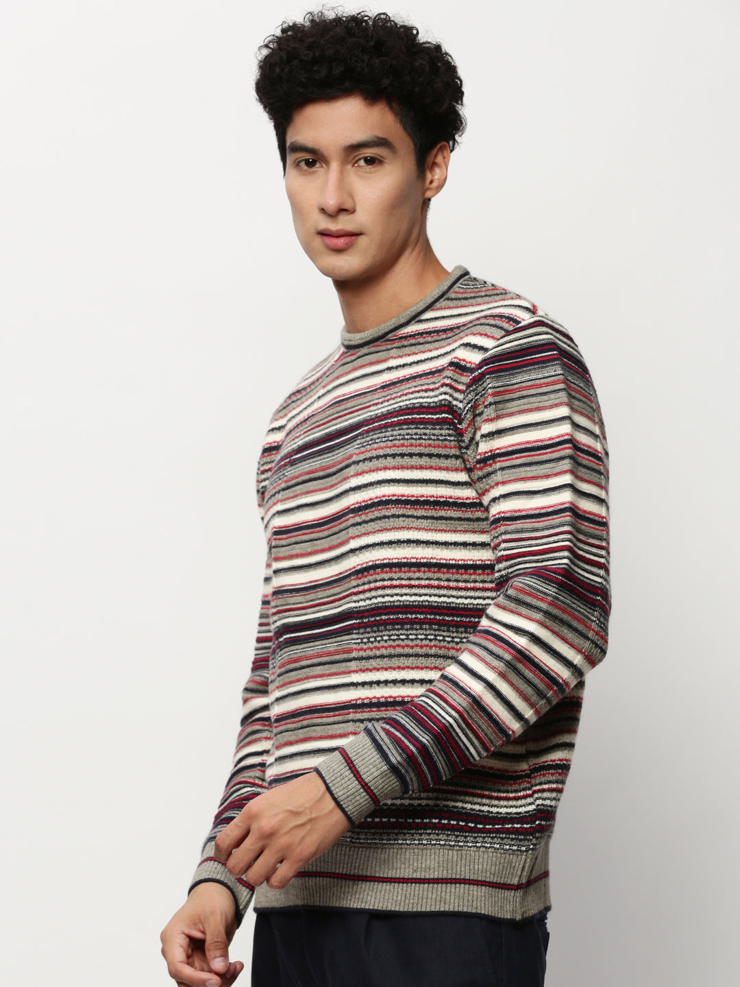 Men Grey Knitted Casual Sweaters