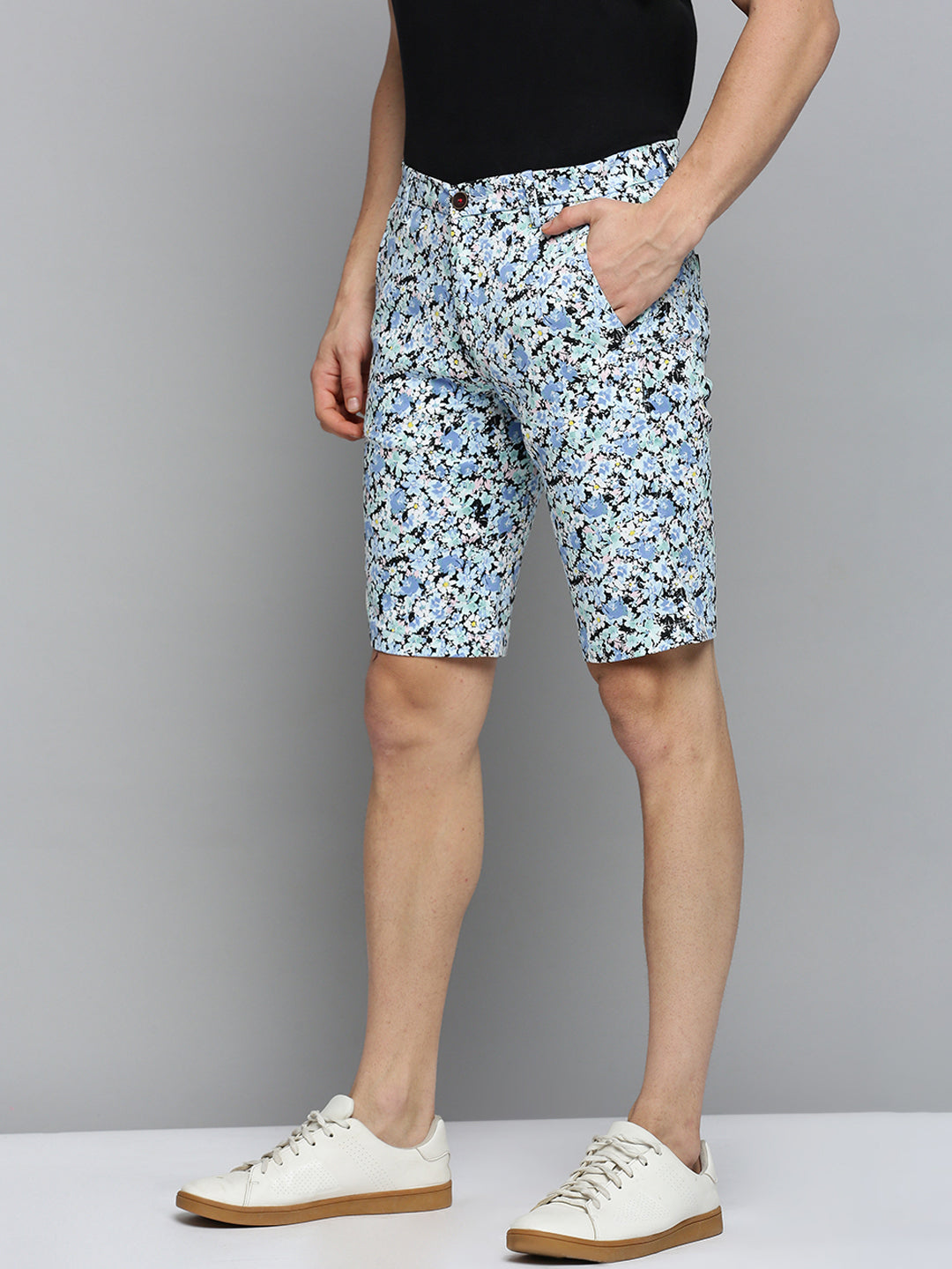 Men Blue Printed Casual Shorts