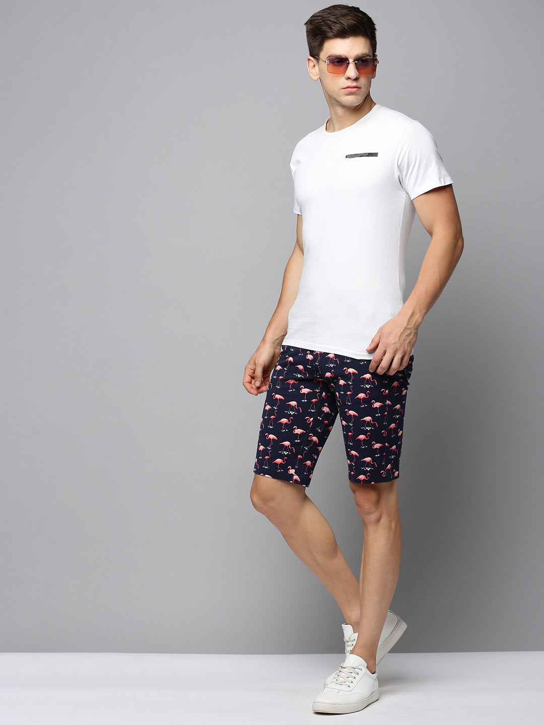 Men Navy Printed Casual Shorts
