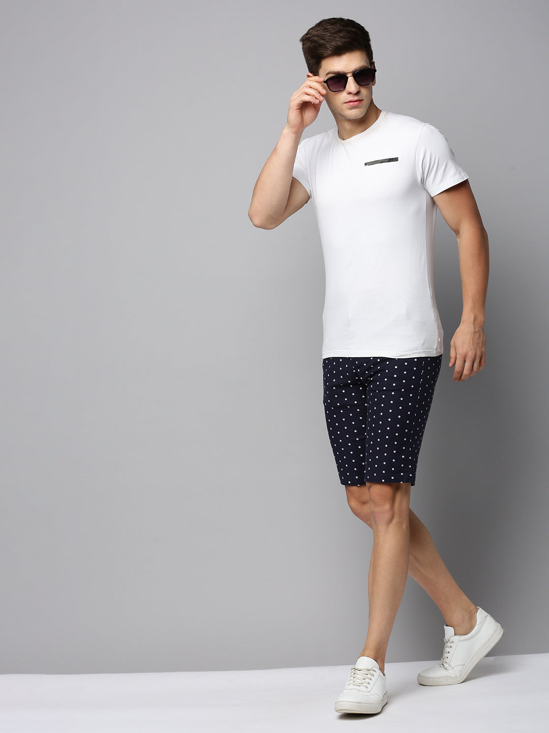 Men Navy Printed Casual Shorts