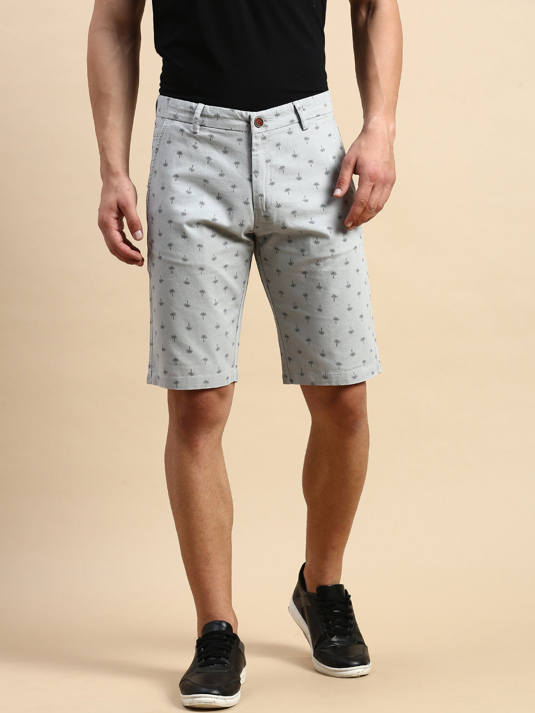 Men Grey Printed Casual Shorts