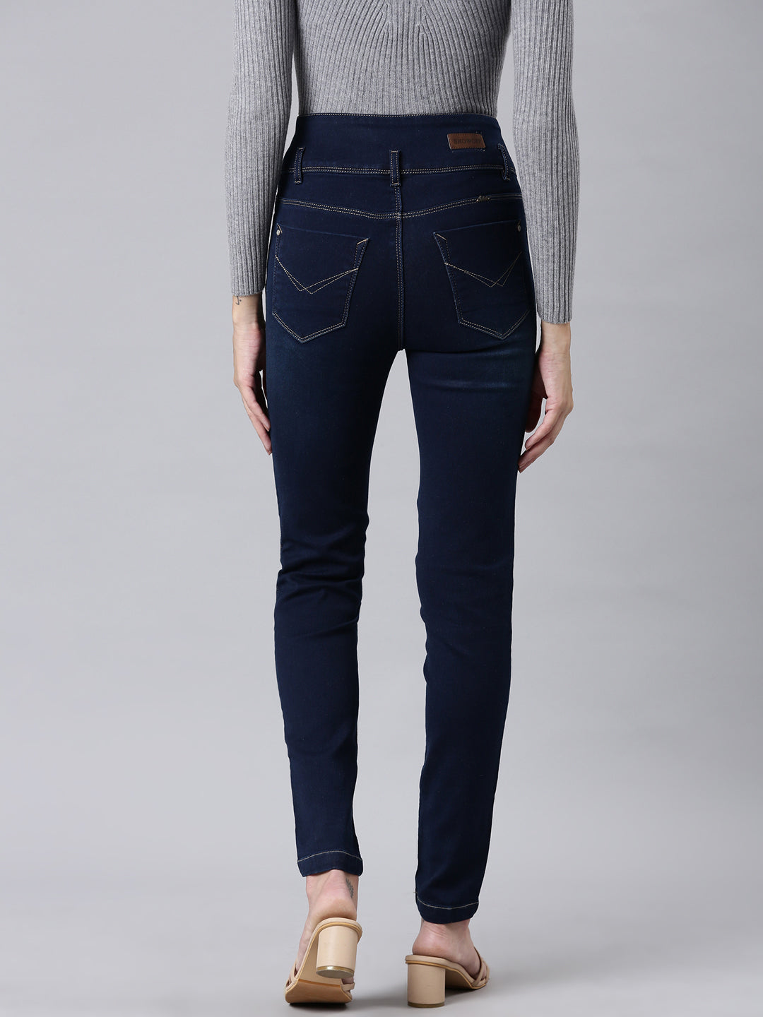 Women Navy Blue Solid Skinny Fit Denim Jeans