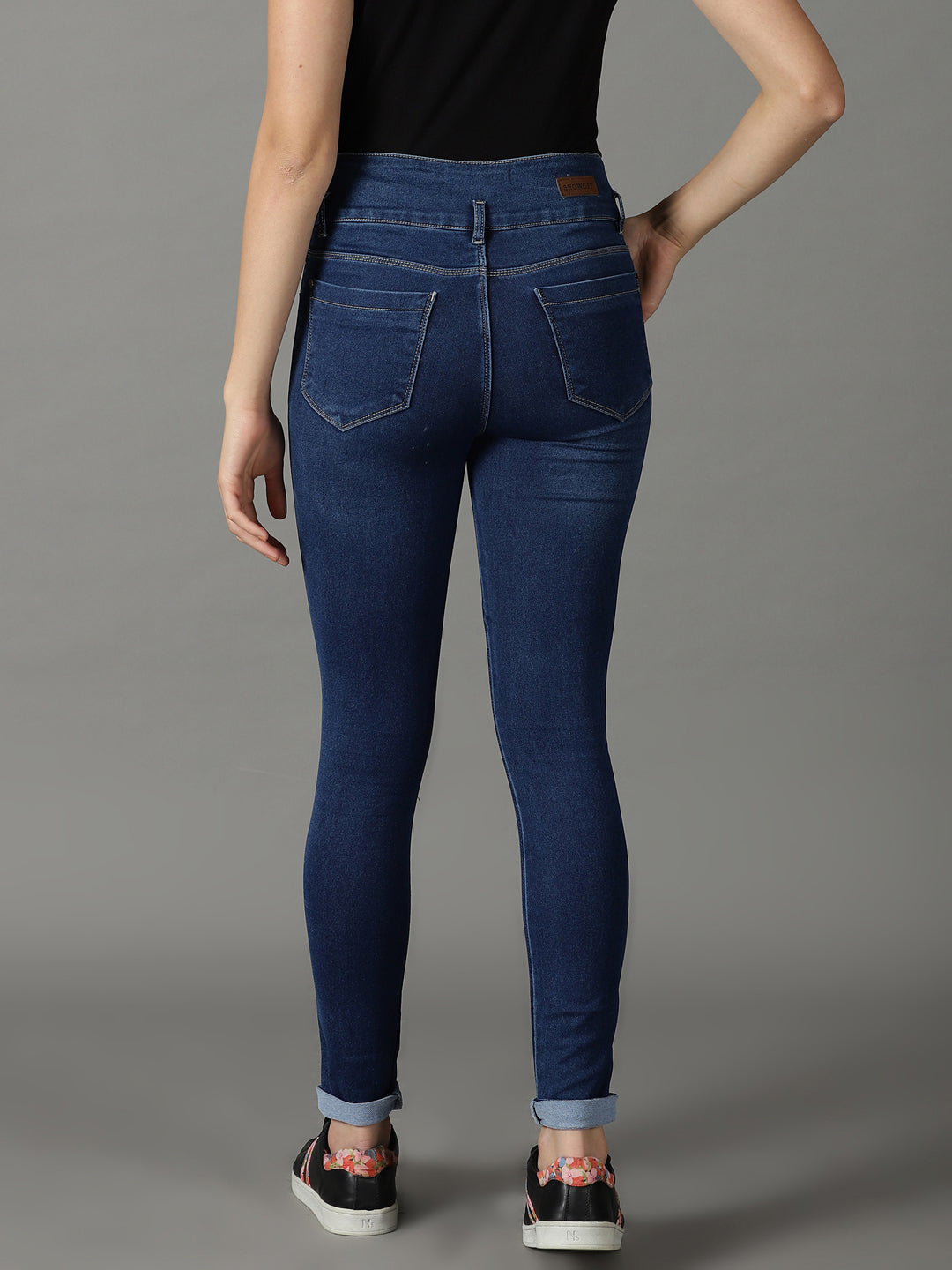 Women's Blue Solid Fit Denim Jeans