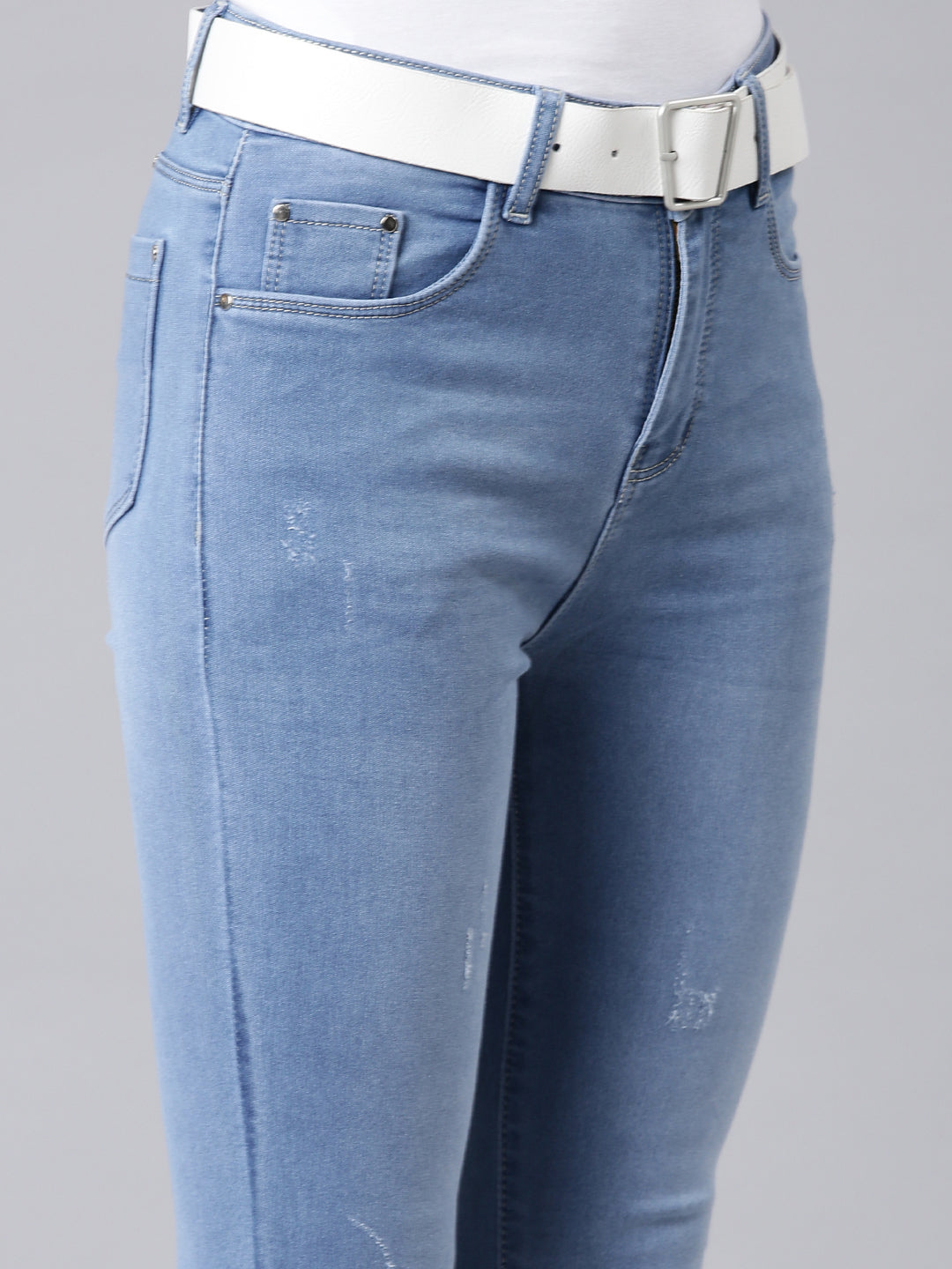 Women Blue Solid Skinny Fit Denim Jeans