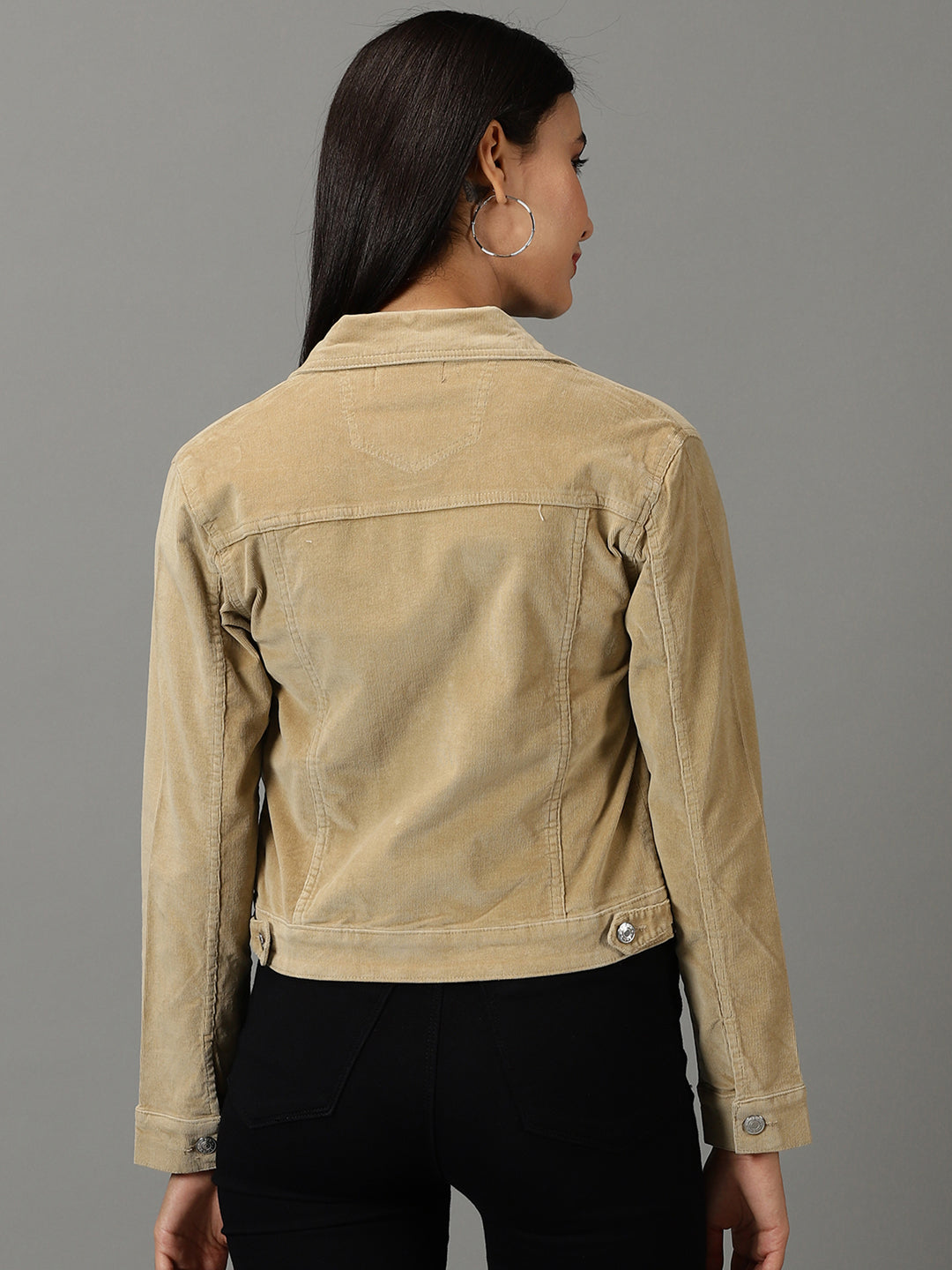 Women's Khaki Solid Open Front Jacket