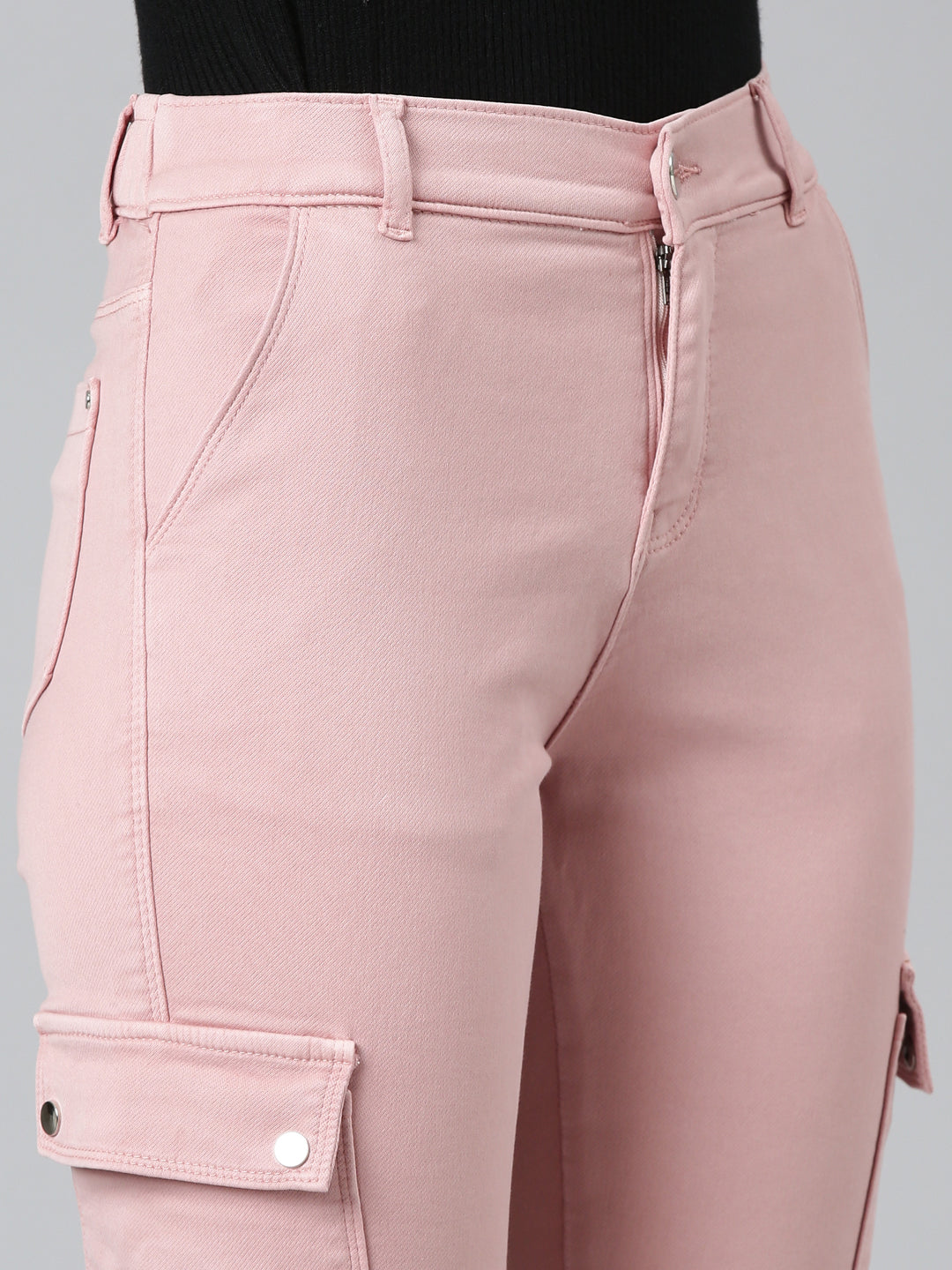 Women Pink Solid Jogger Denim Jeans