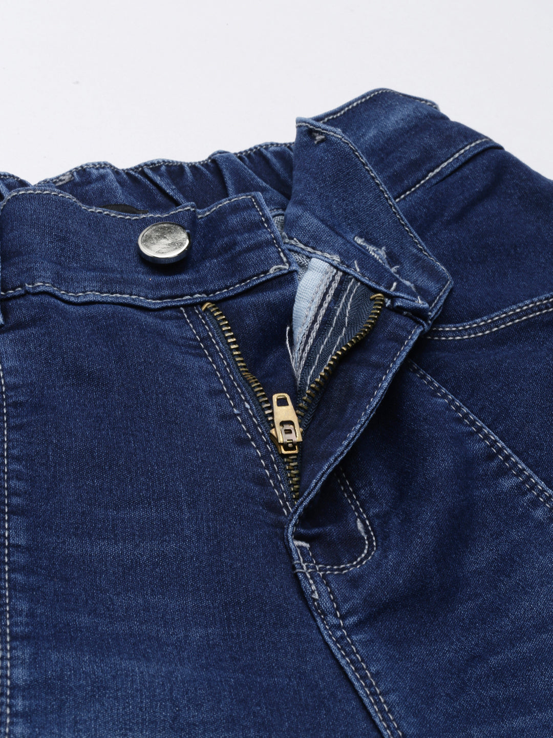 Women Navy Blue Solid Jogger Denim Jeans