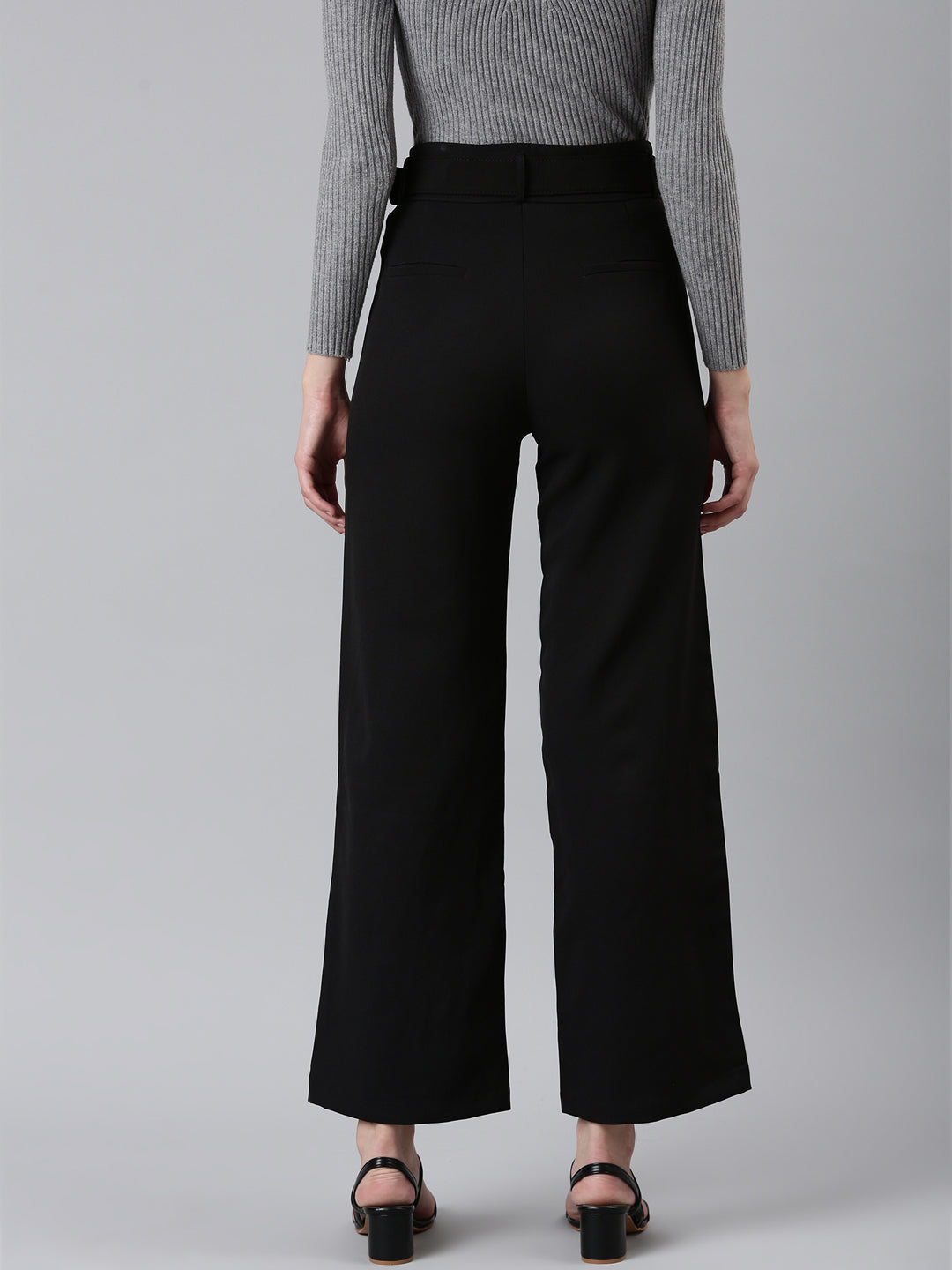 Women Black Solid Formal Trouser