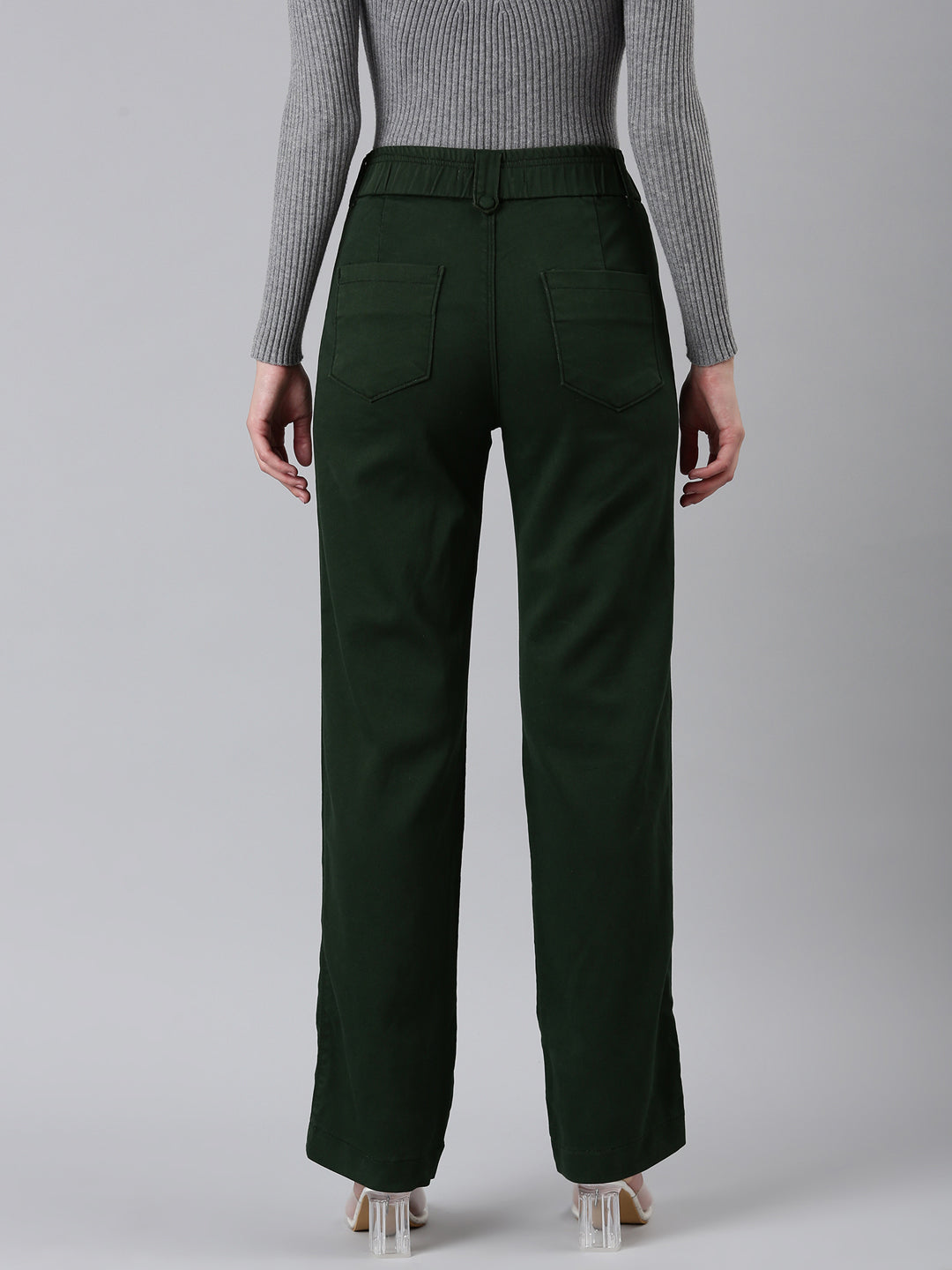 Women Olive Solid Trouser