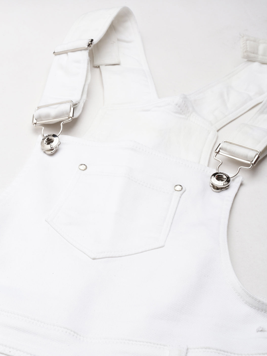 Women White Solid Dungaree