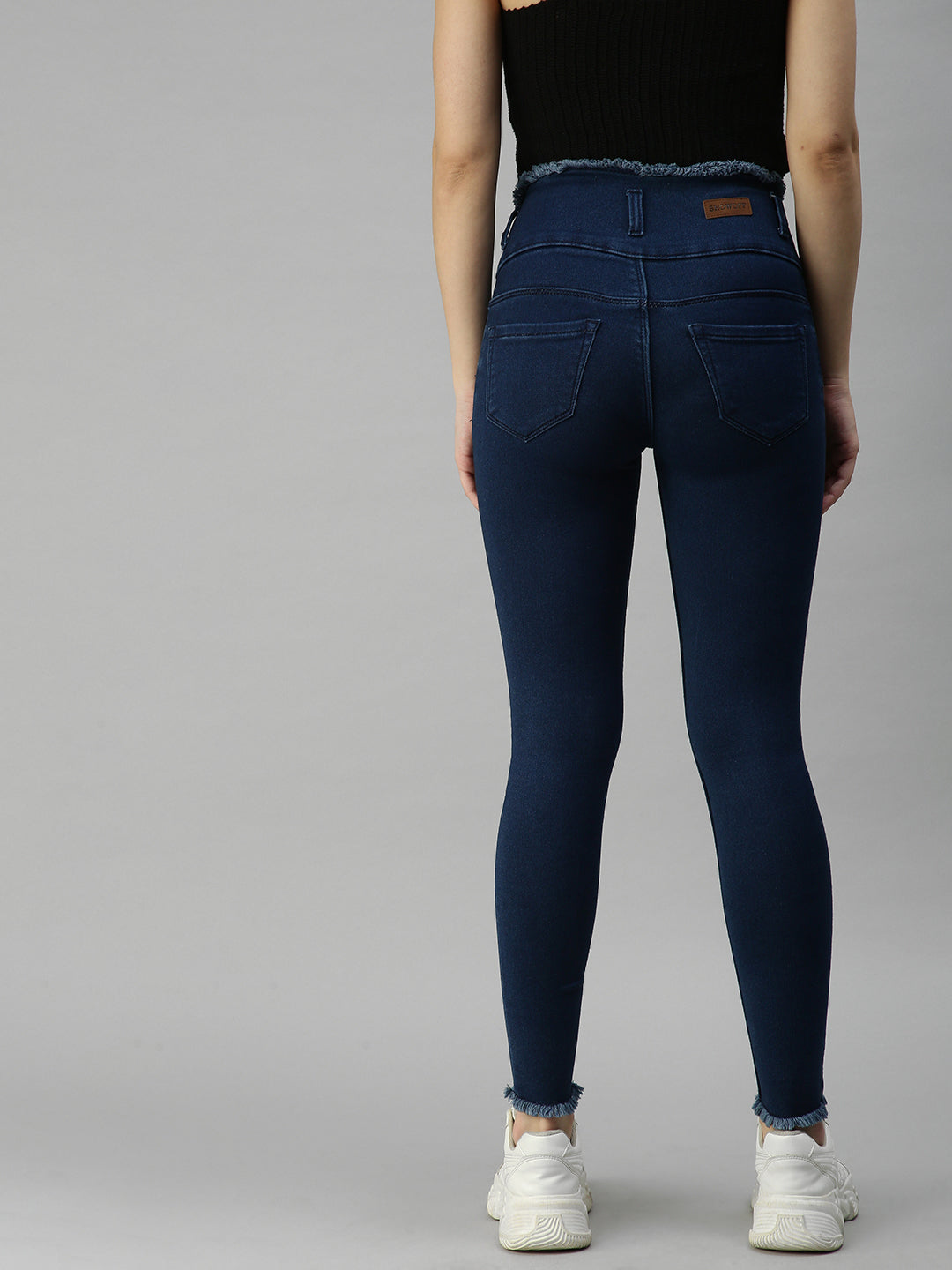 Women's Blue Solid Denim Skinny Jeans