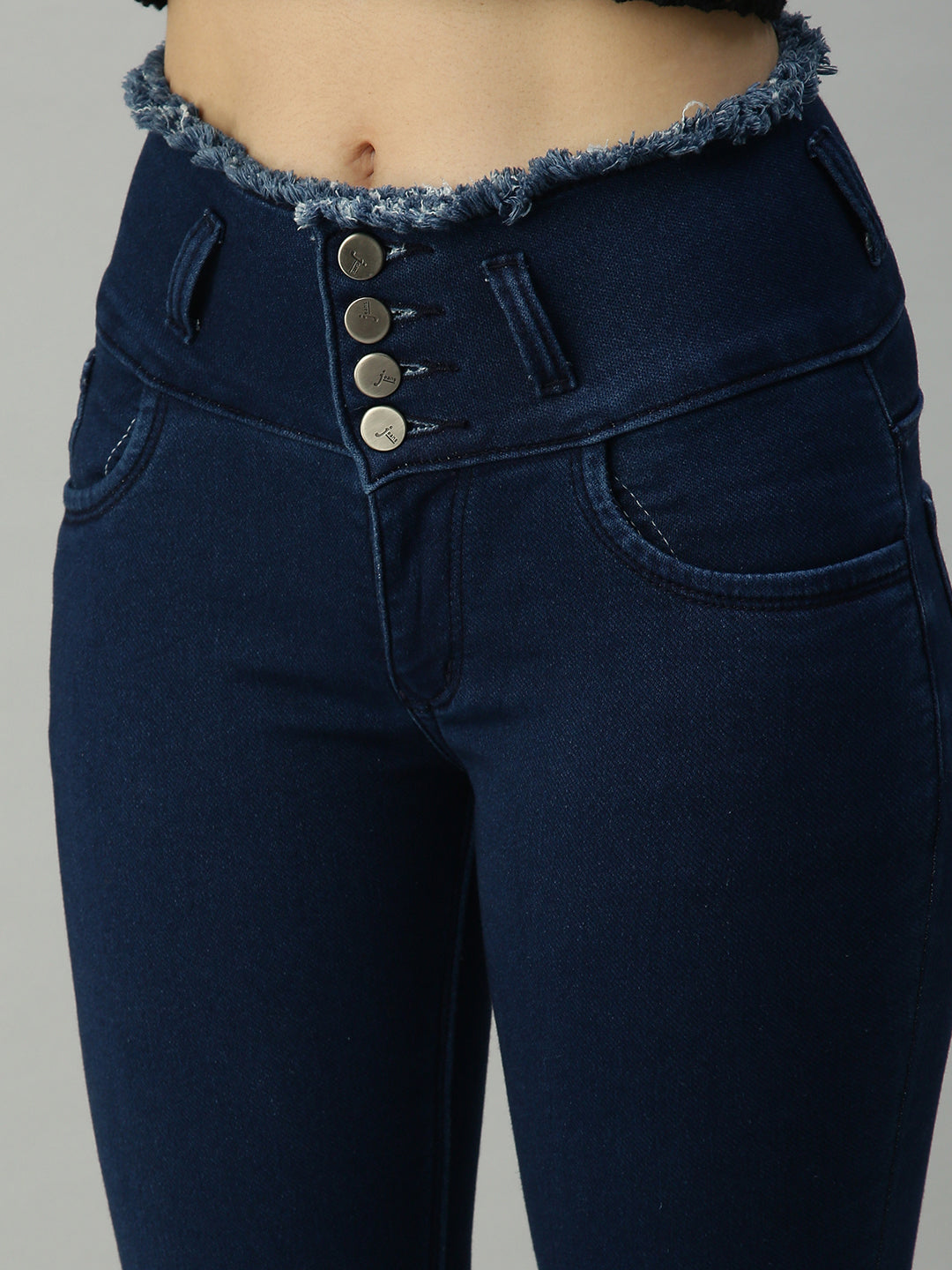 Women's Blue Solid Denim Skinny Jeans