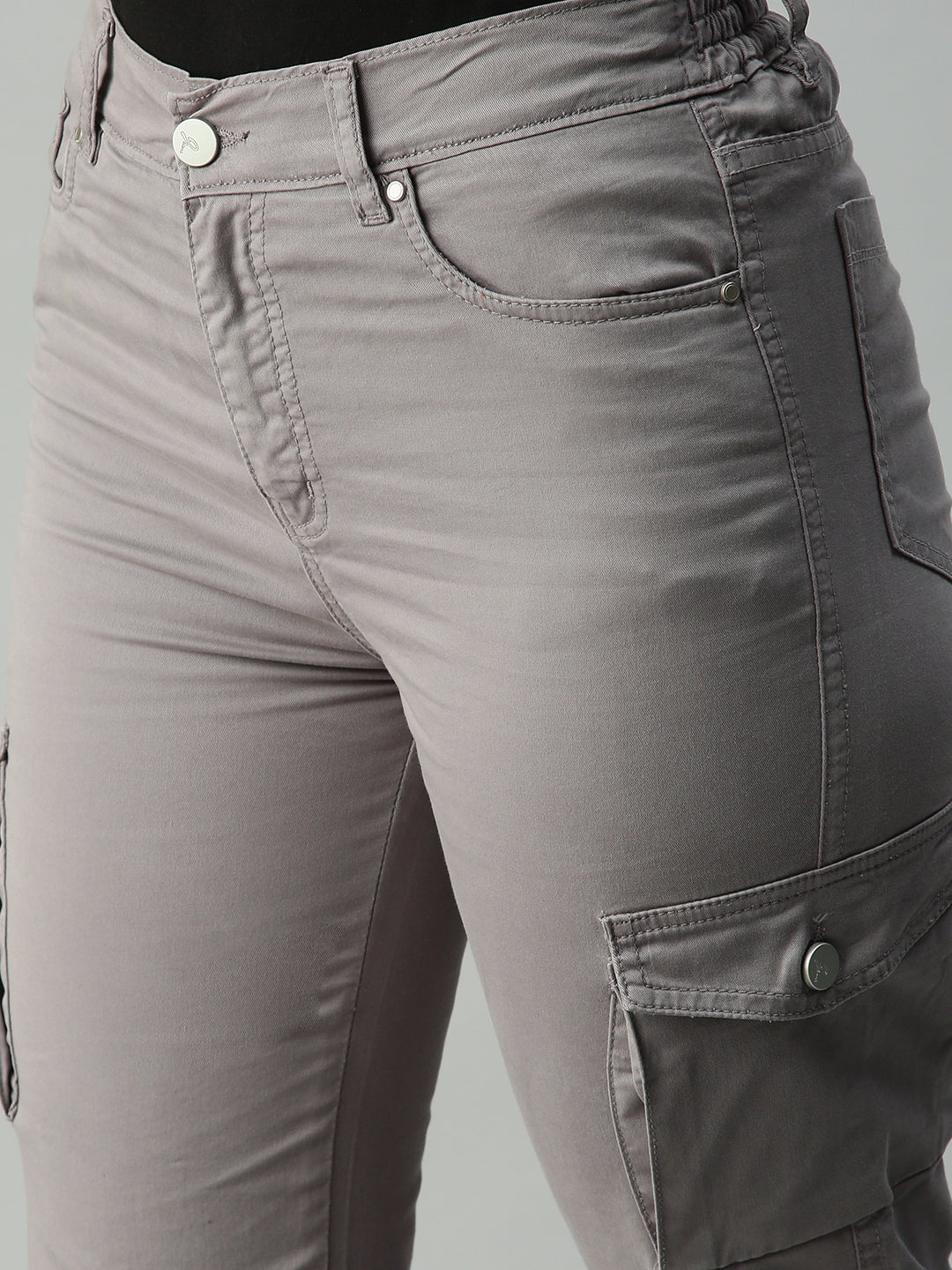 Women's Grey Solid Denim Straight Jeans
