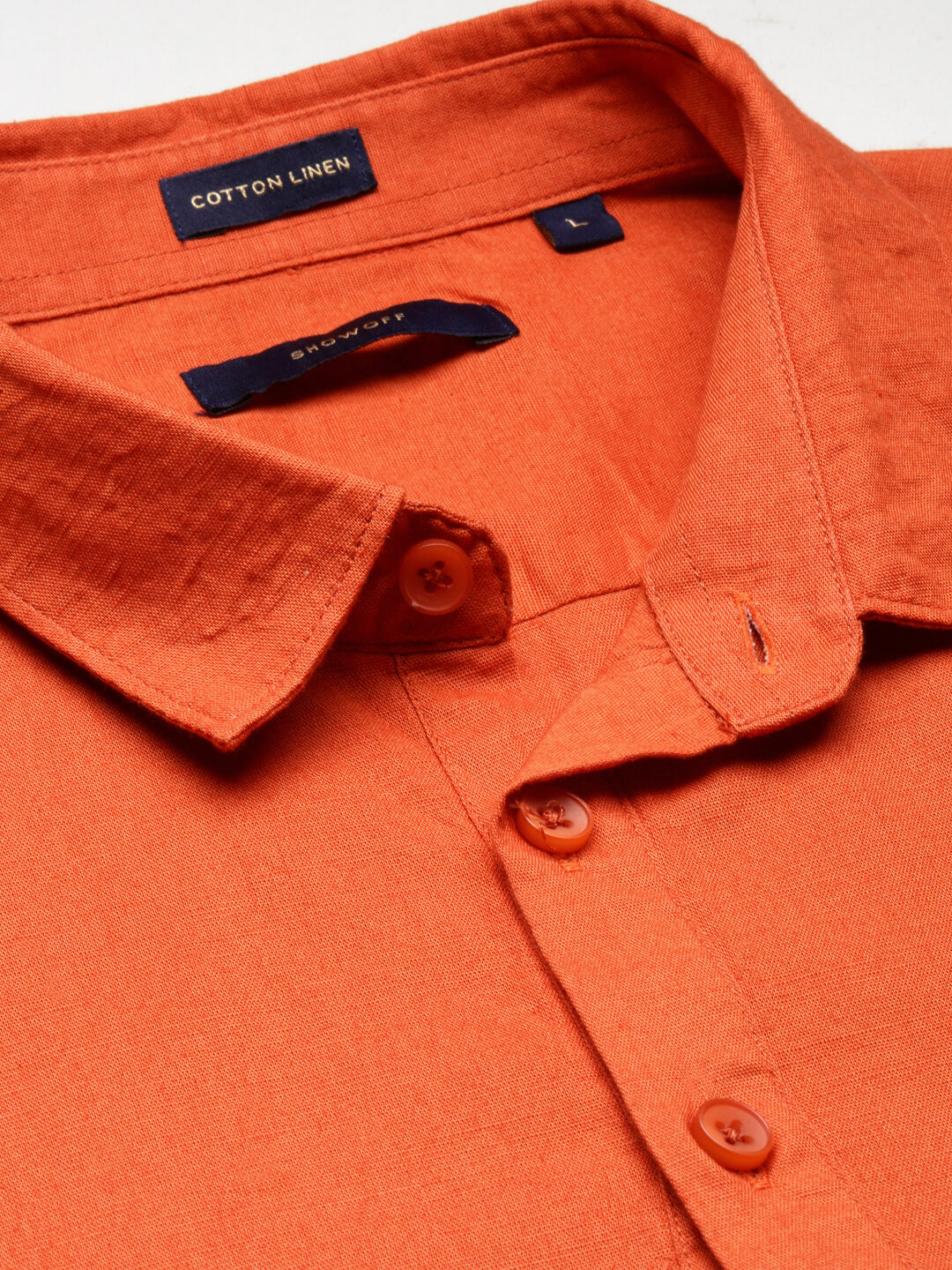 Men Orange Solid Shirt Collar Casual Short Kurta