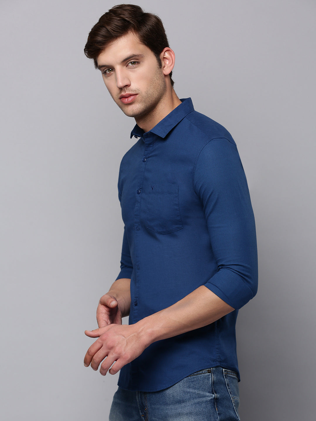 Men Teal Solid Casual Shirt