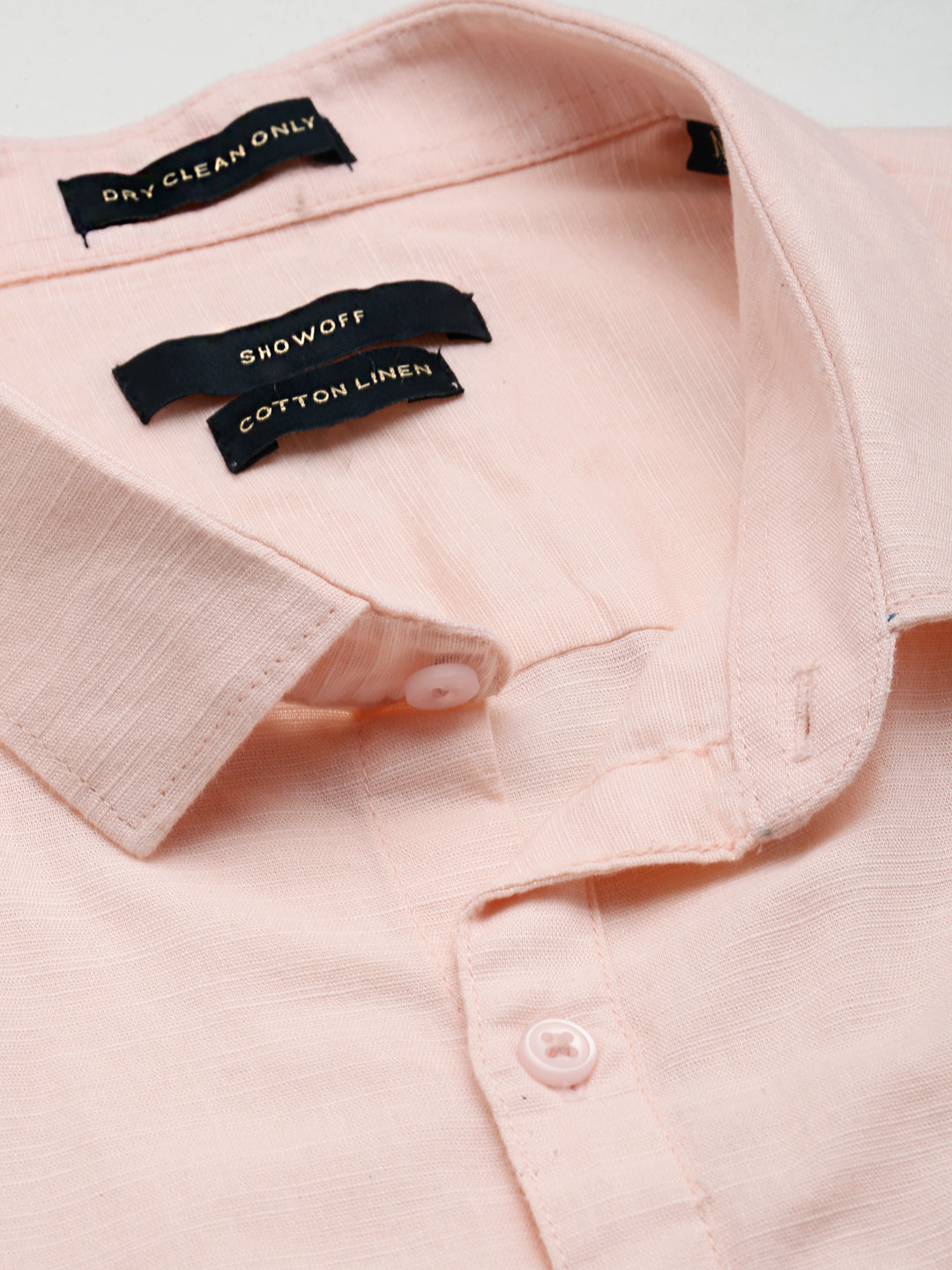 Men Peach Solid Casual Shirt