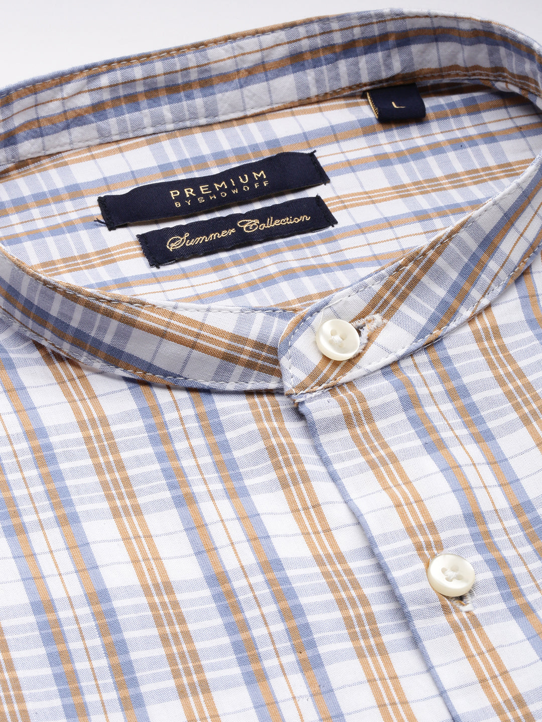 Men Cream Checked Casual Shirt