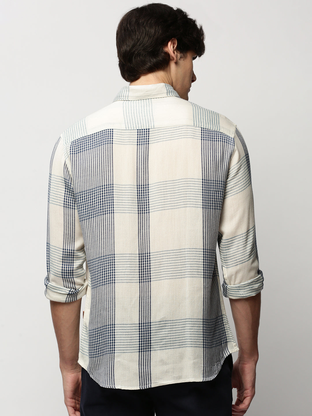 Men White Checked Casual Casual Shirts