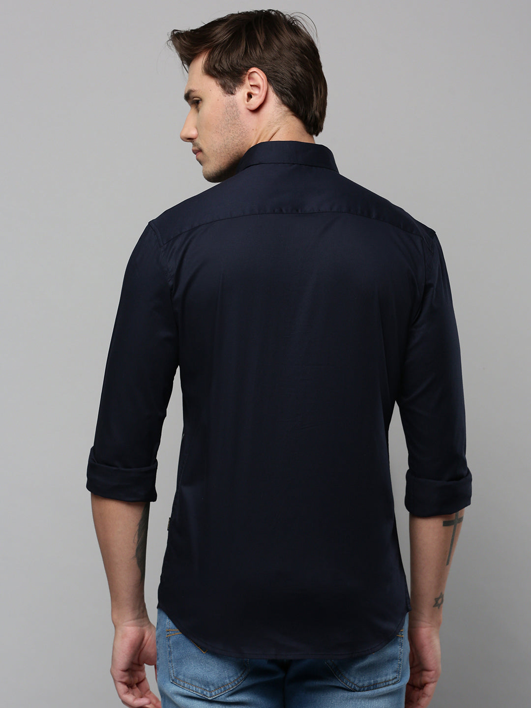 Men Navy Printed Casual Shirt