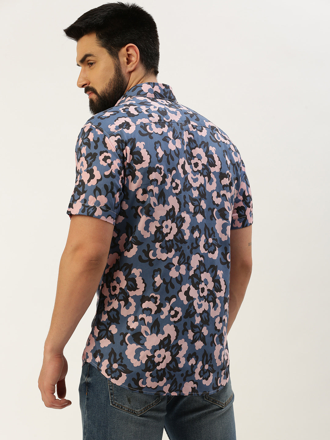 Men Blue Printed Casual Shirt