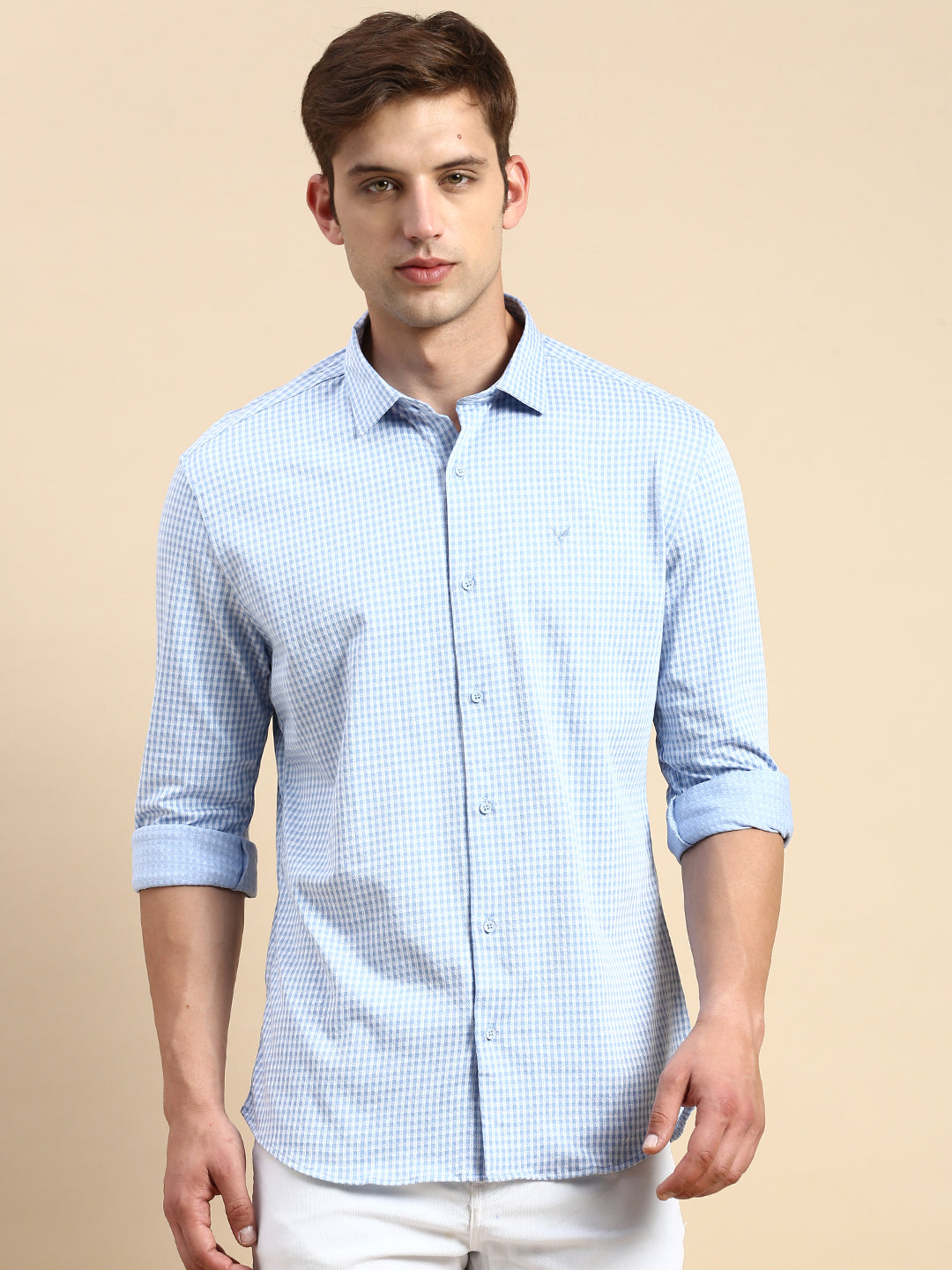 Men Blue Checked Casual Shirt