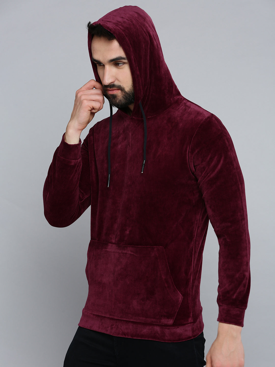 Men Purple Solid Sweatshirt