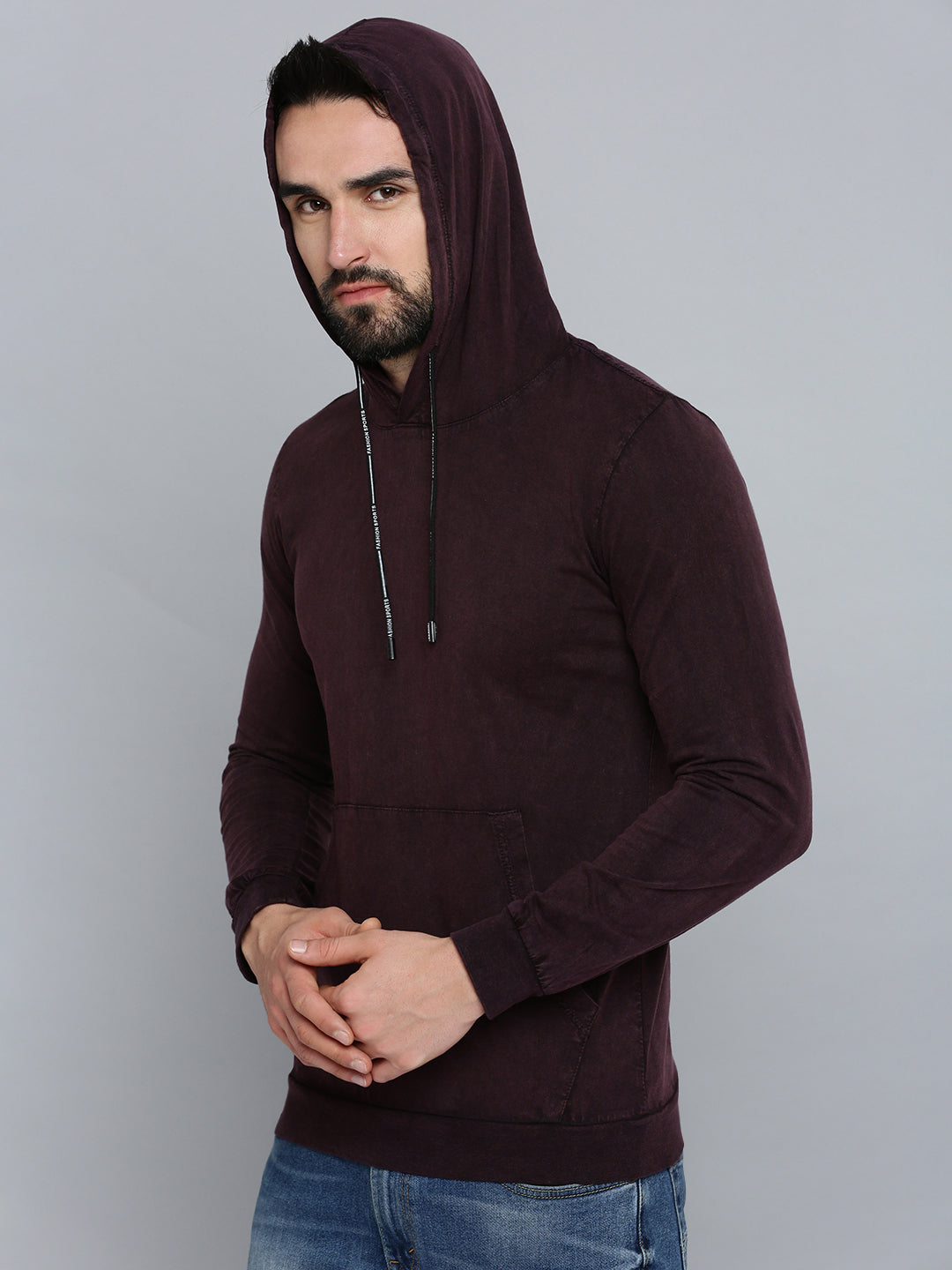 Men Purple Solid Sweatshirt