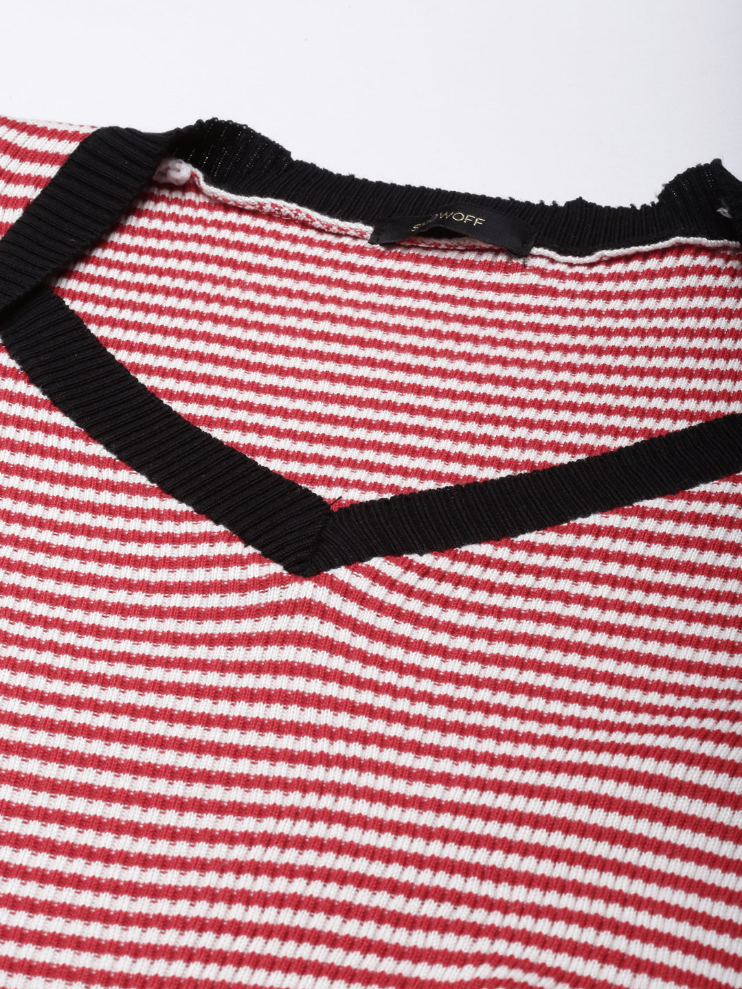 Women Red Horizontal Stripes Fitted Crop Top