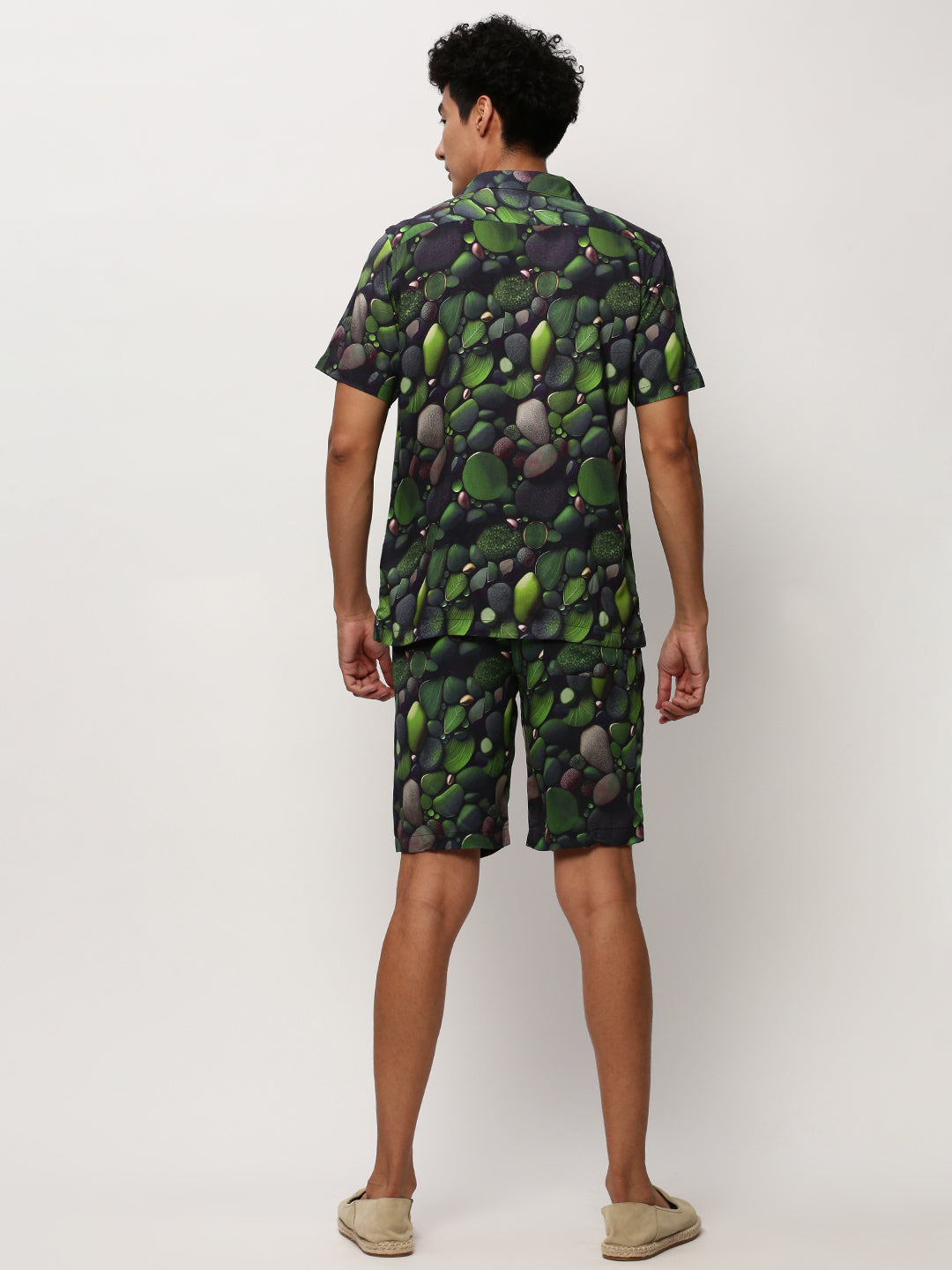 Men Green Printed Casual Co ords