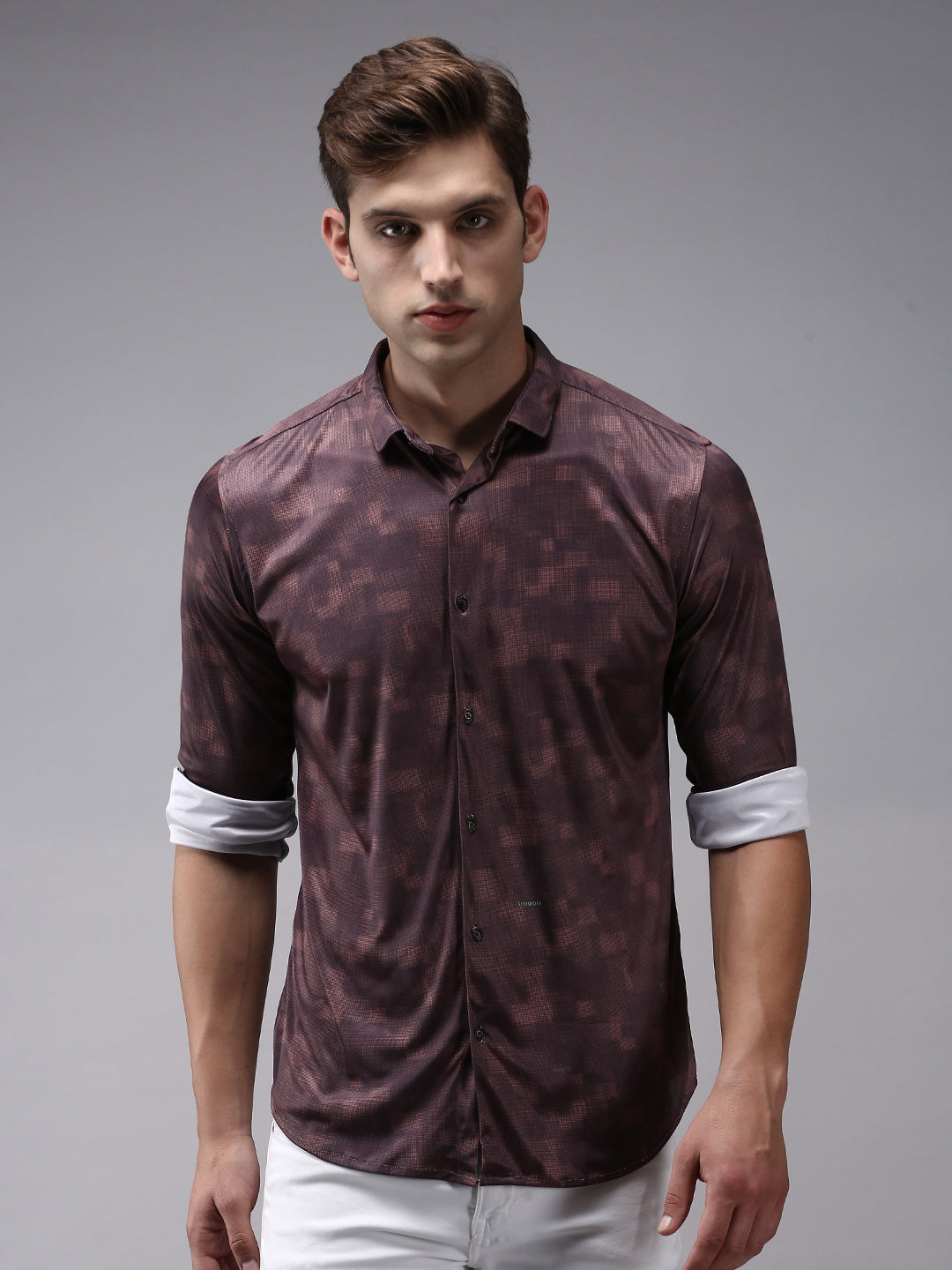 Men Brown Printed Casual Shirt