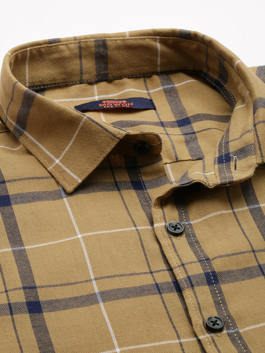 Men Beige Checked Casual Shirt