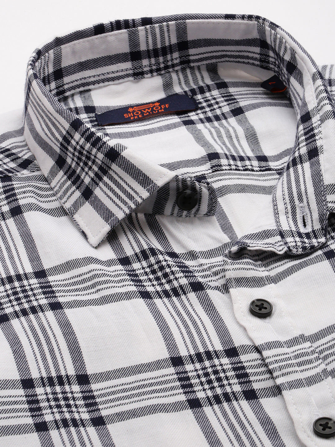 Men White Checked Casual Shirt