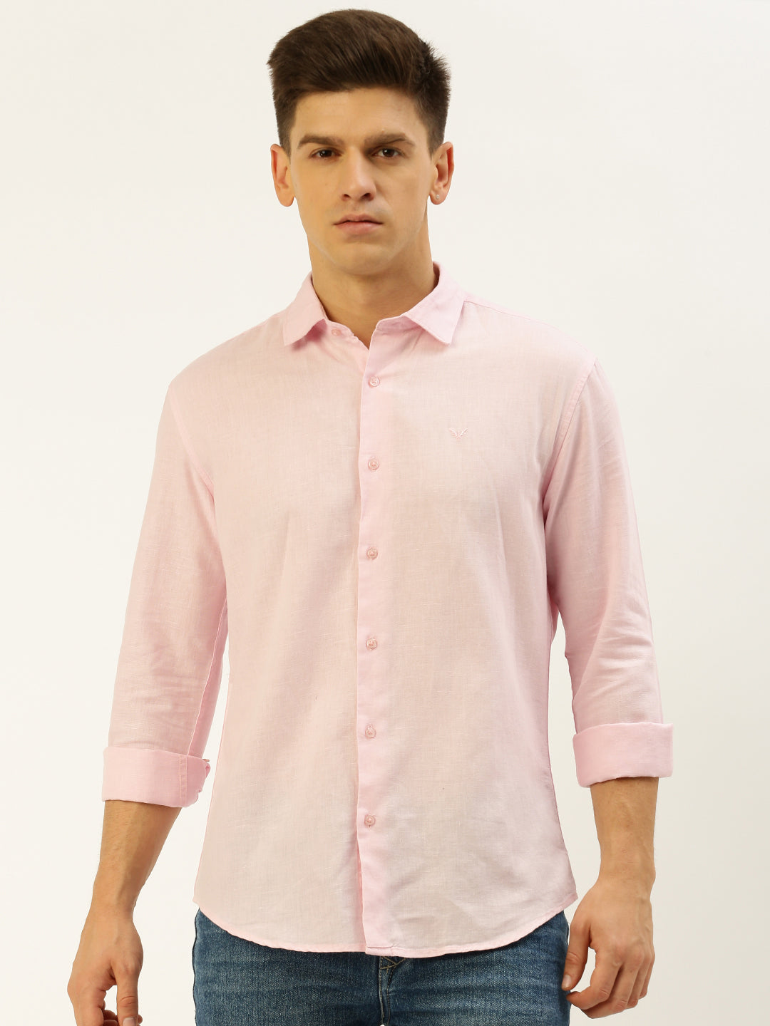 Men Pink Solid Casual Shirt