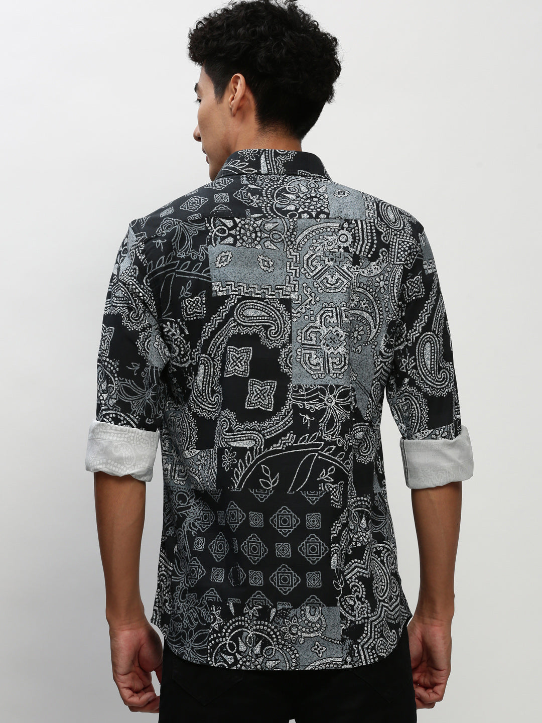 Men Black Printed Casual Casual Shirts