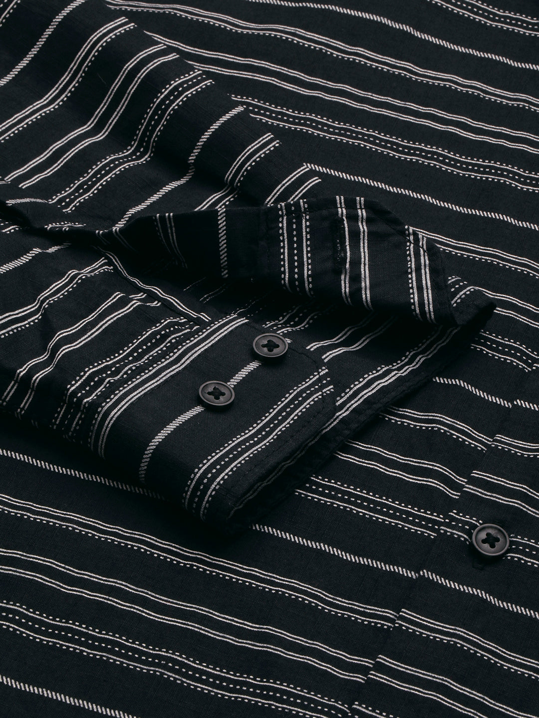 Men Black Striped Casual Shirt