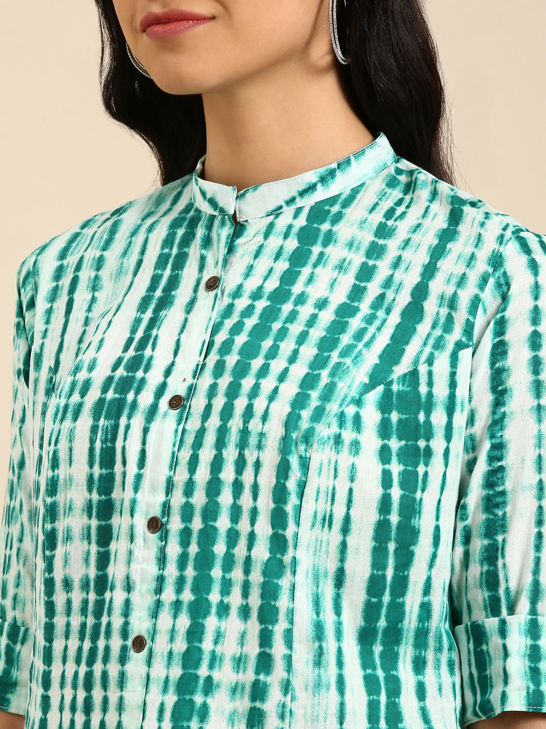 Women's Green Tie Dye Straight Kurta