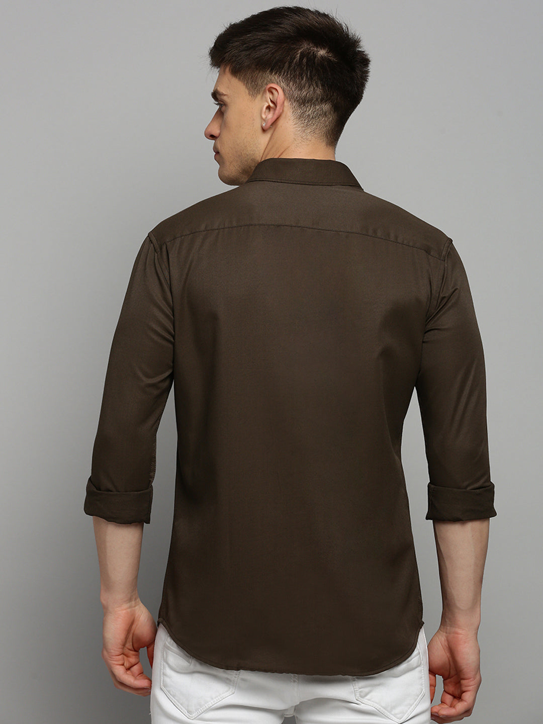 Men Brown Solid Formal Shirt