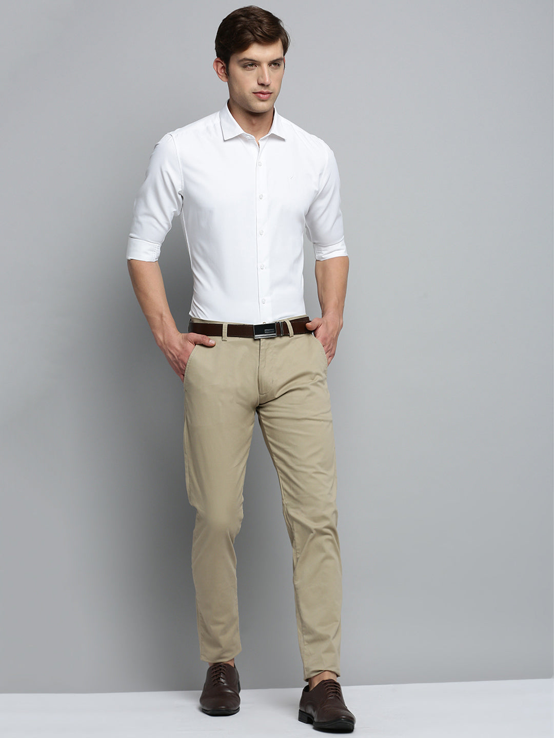 Men White Solid Formal Shirt