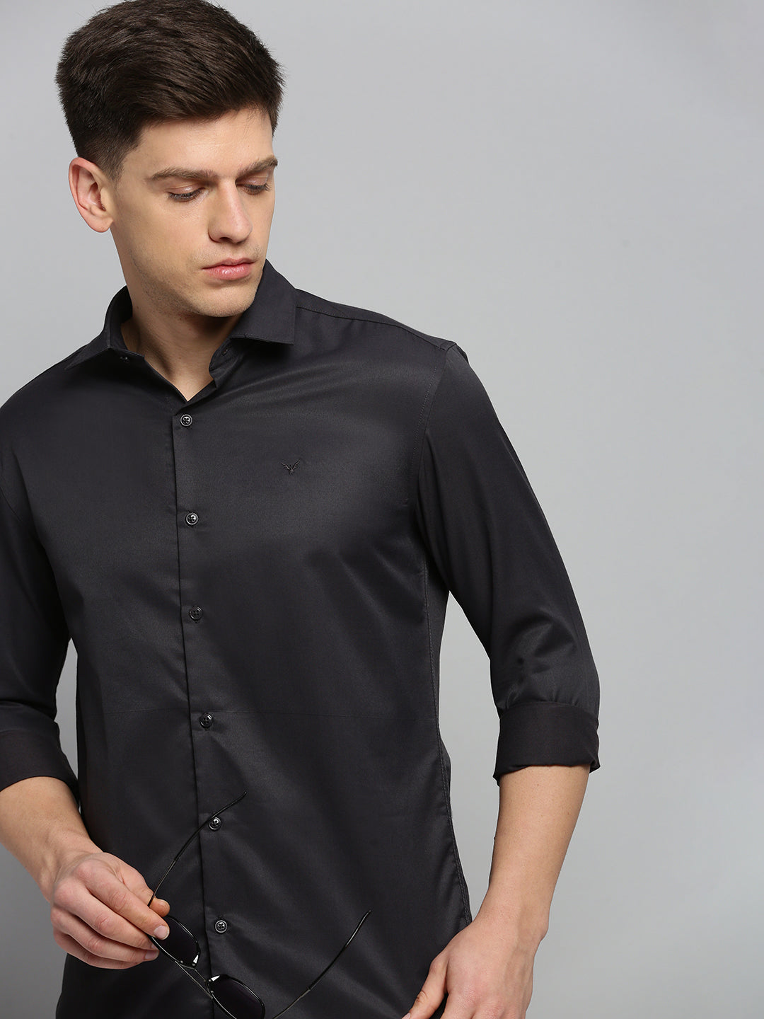 Men Grey Solid Formal Shirt