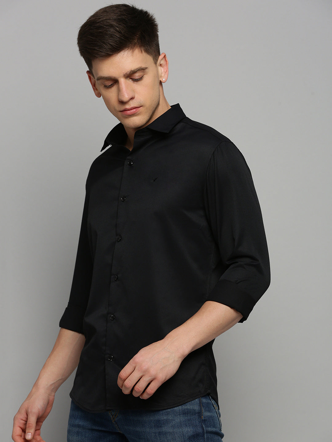 Men Black Solid Formal Shirt