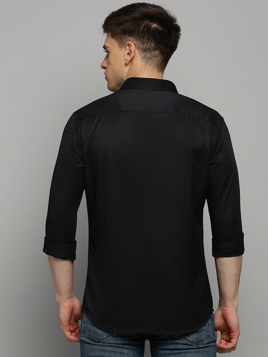 Men Black Solid Formal Shirt